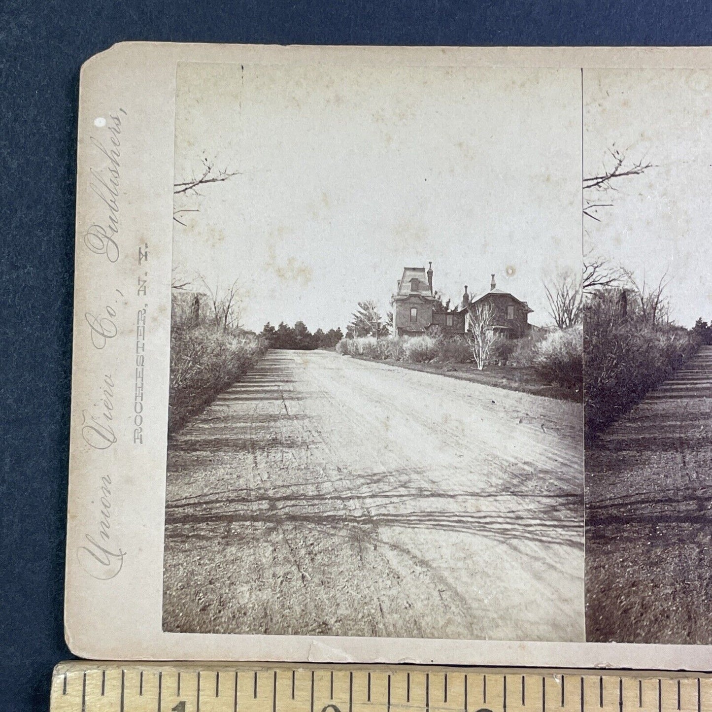 Oakwood Cemetery Entrance Gatehouse Troy New York Stereoview c1880s Y998