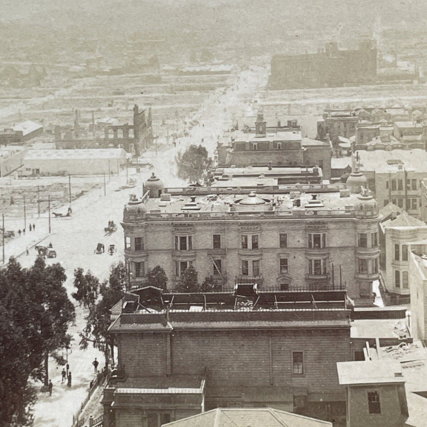 San Francisco Earthquake Van Ness Avenue Stereoview Photo Card Antique 1906 X819