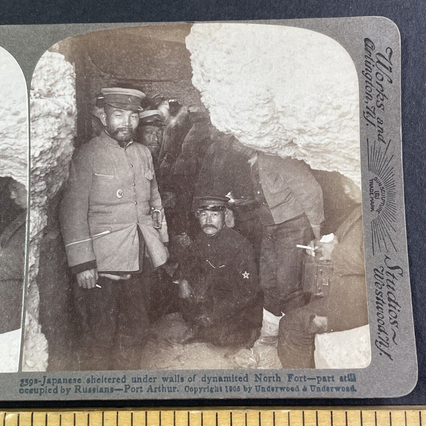 Japanese Trenches Tunnels Stereoview Russo-Sino War Antique c1905 X4193