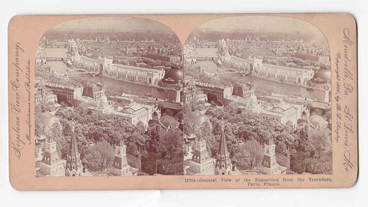 Antique 1900 View Of Paris Exposition From Trocadero, France Stereo Card P225