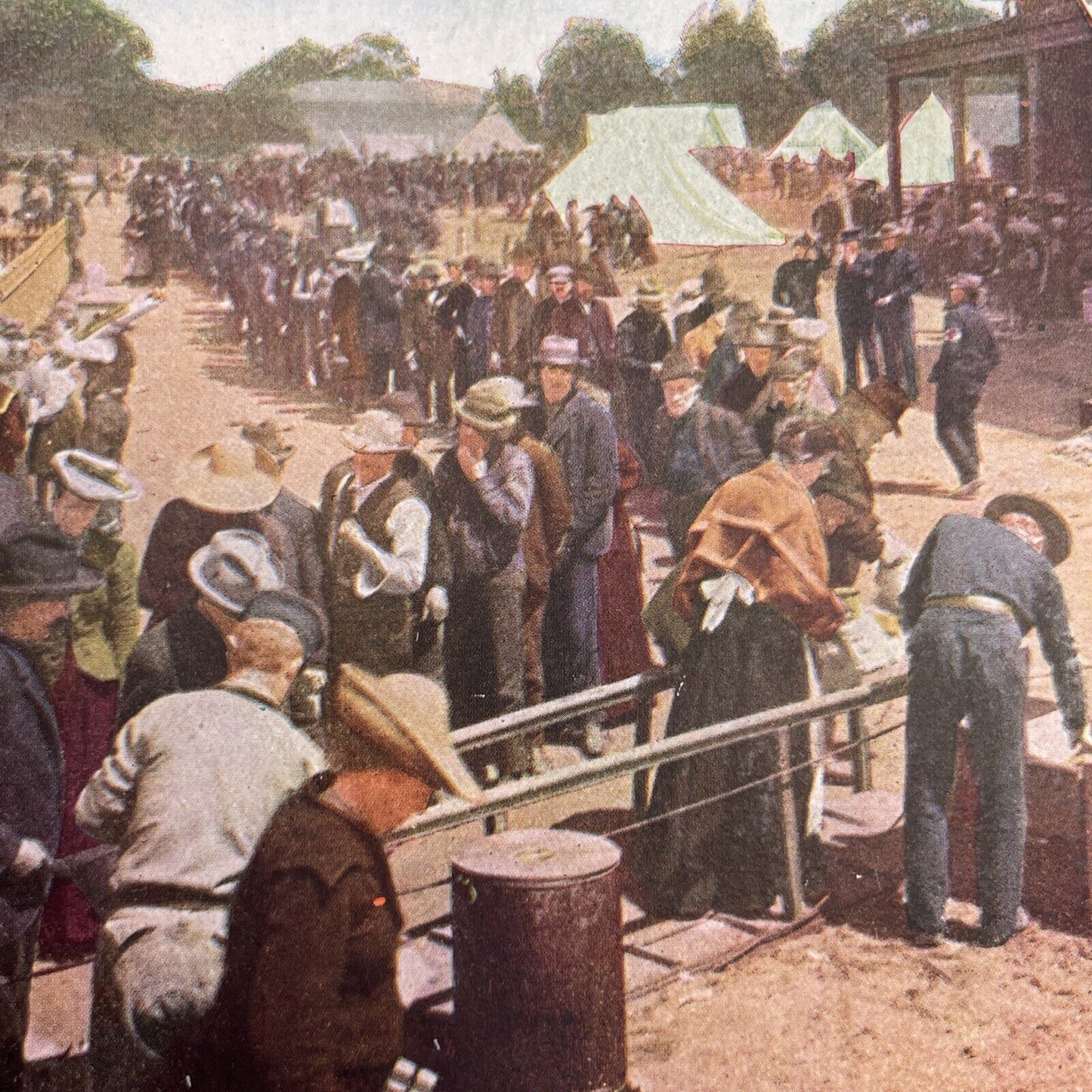 Antique 1910s San Francisco Earthquake Bread Line Stereoview Photo Card 2300-43