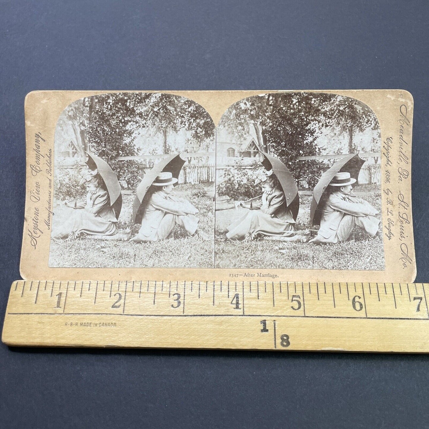 Antique 1896 Woman And Man Argument Stereoview Photo Card P2680