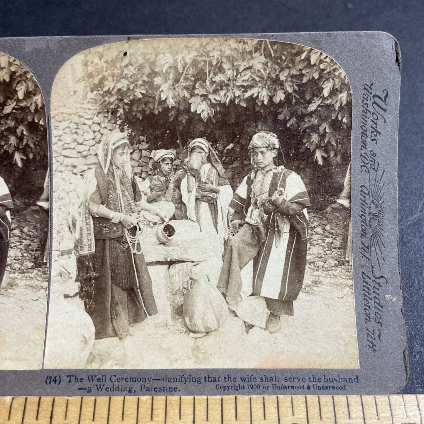 Antique 1900 An Arranged Marriage Wedding In Israel Stereoview Photo Card P4410