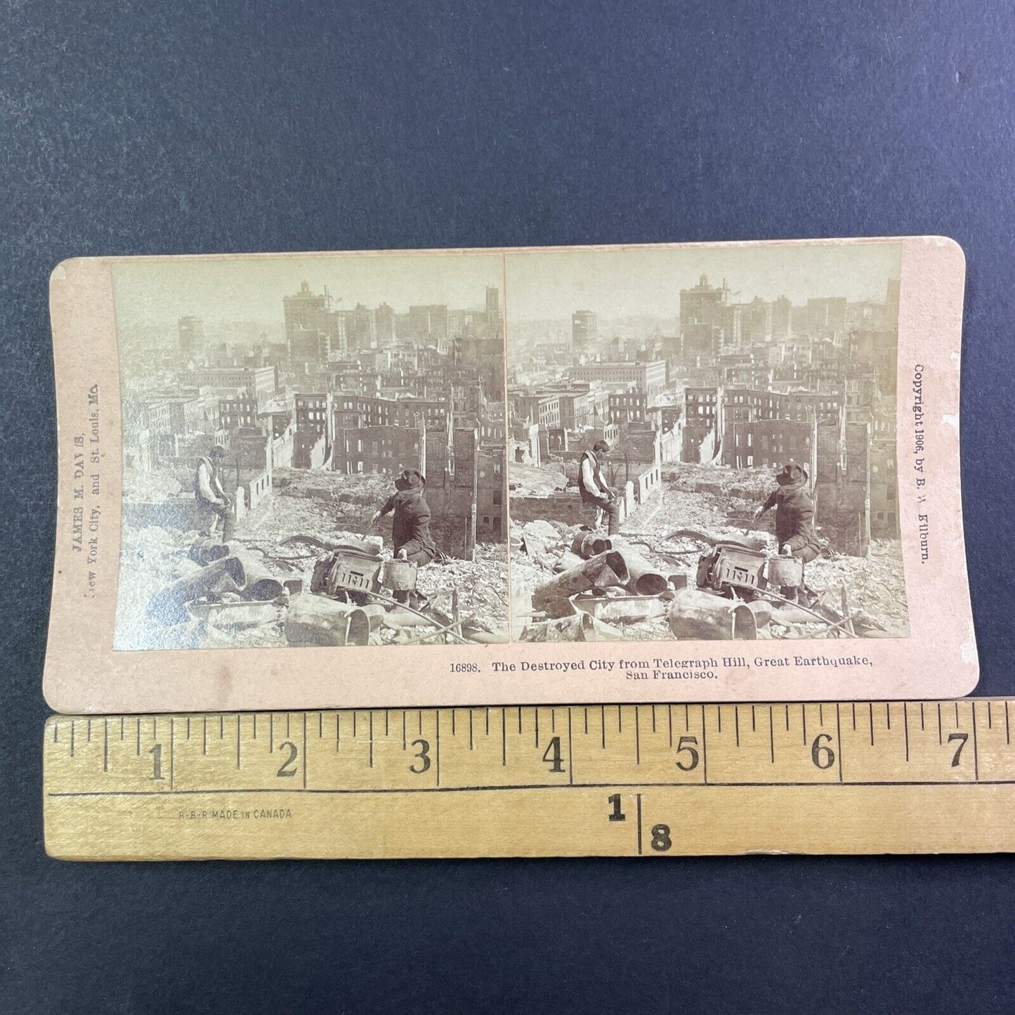 San Francisco Earthquake Telegraph Hill Stereoview Photo Card Antique 1906 X809