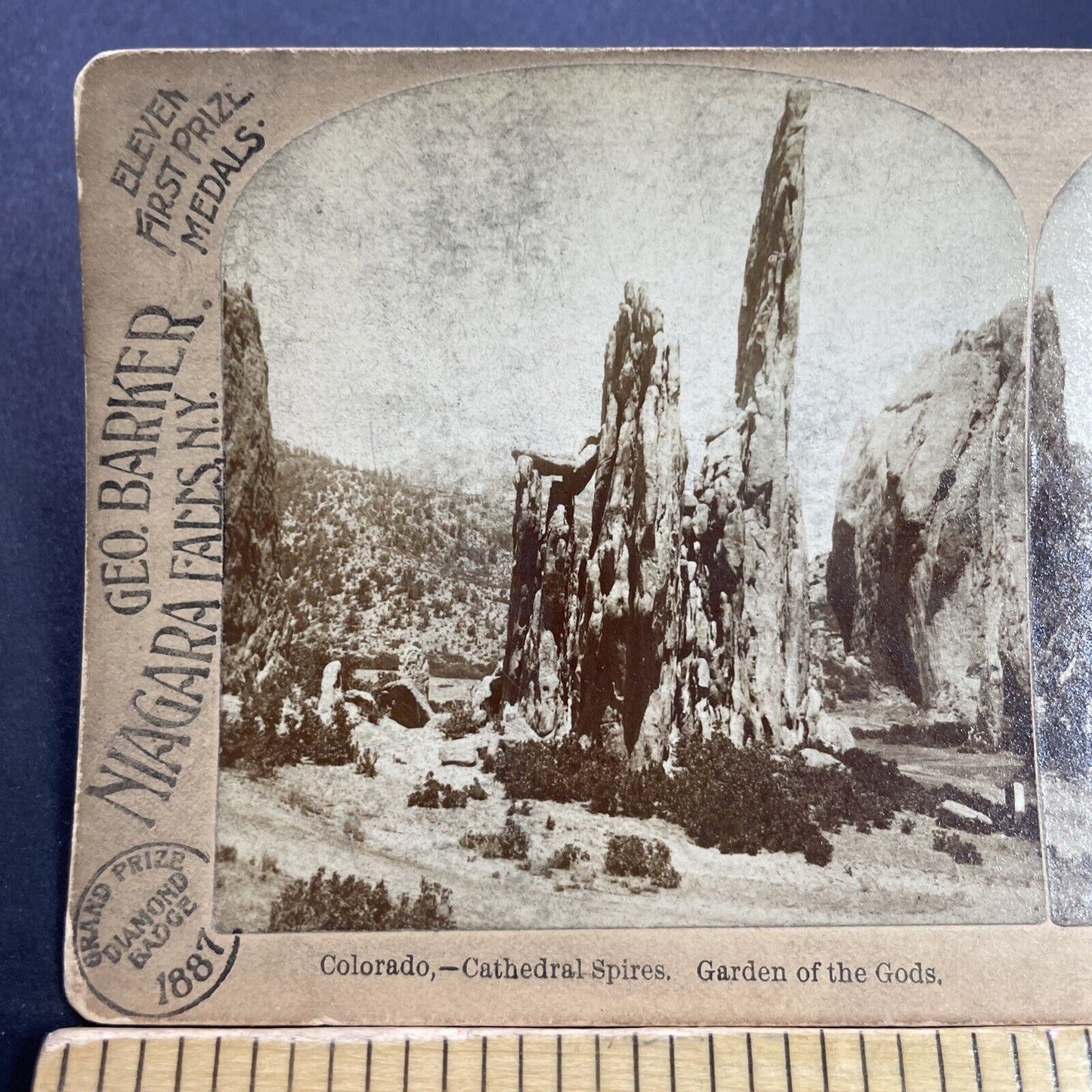 Antique 1889 Cathedral Spires Garden Of The Gods CO Stereoview Photo Card P3548