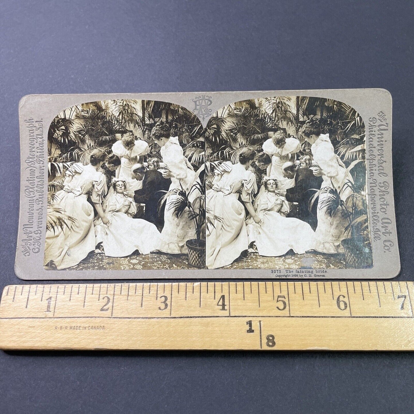 Antique 1898 Victorian Bride Faints At Her Wedding Stereoview Photo Card P2928