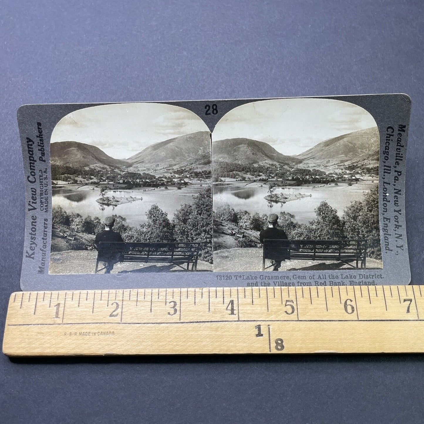 Antique 1910s Lake Grasmere England Stereoview Photo Card P2774