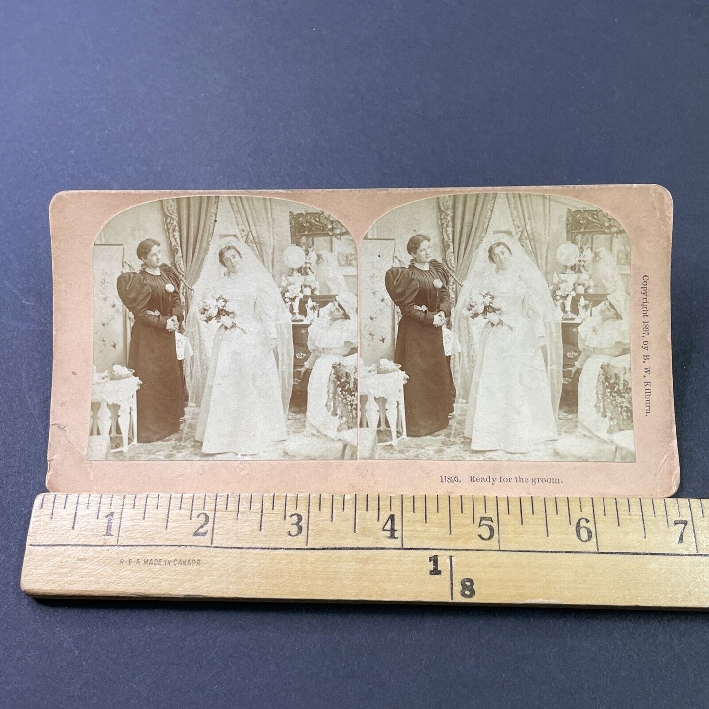 Antique 1897 Bride Is Ready For Her Wedding Stereoview Photo Card P2911