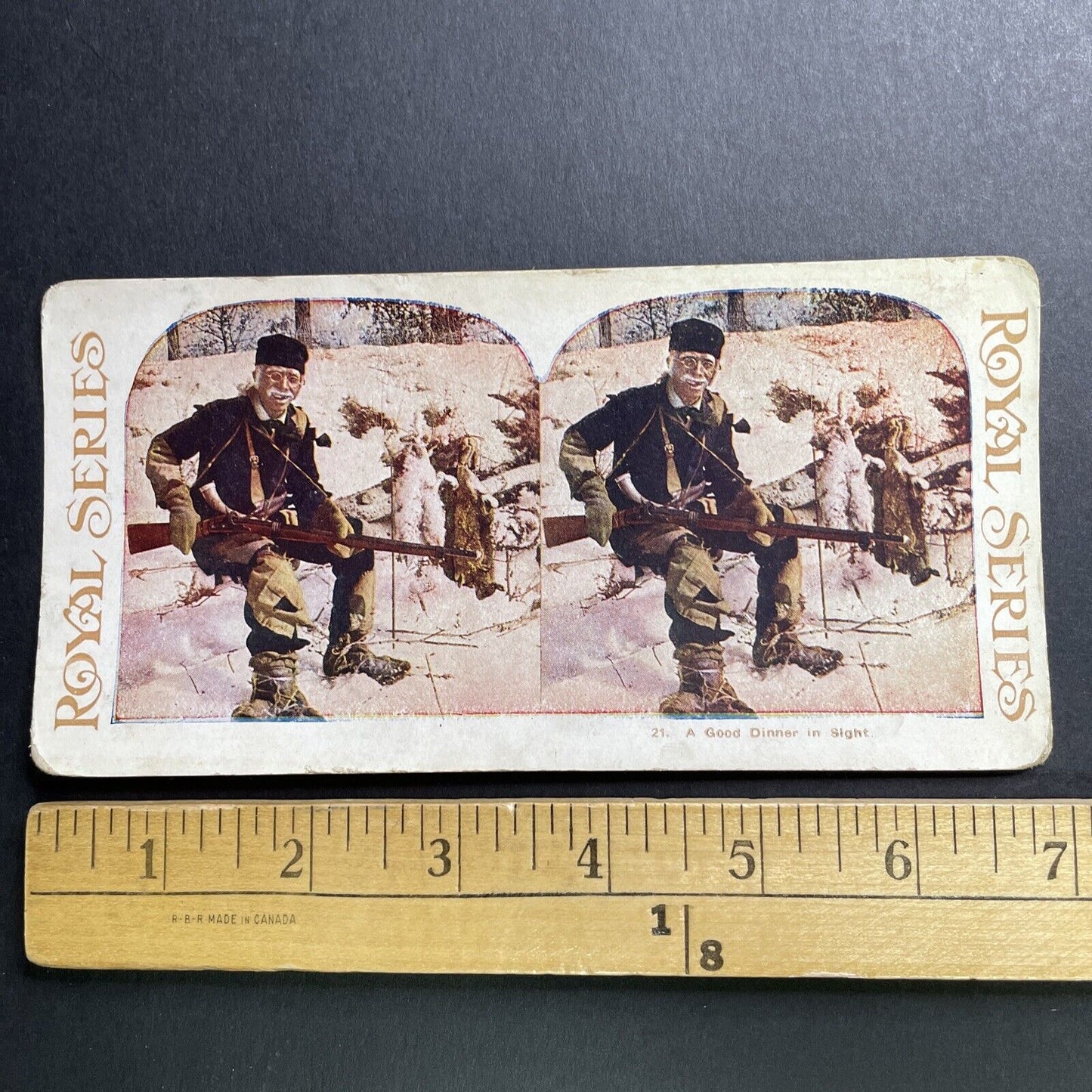 Antique 1920s Hobo Rabbit Hunting In Winter Stereoview Photo Card P1655