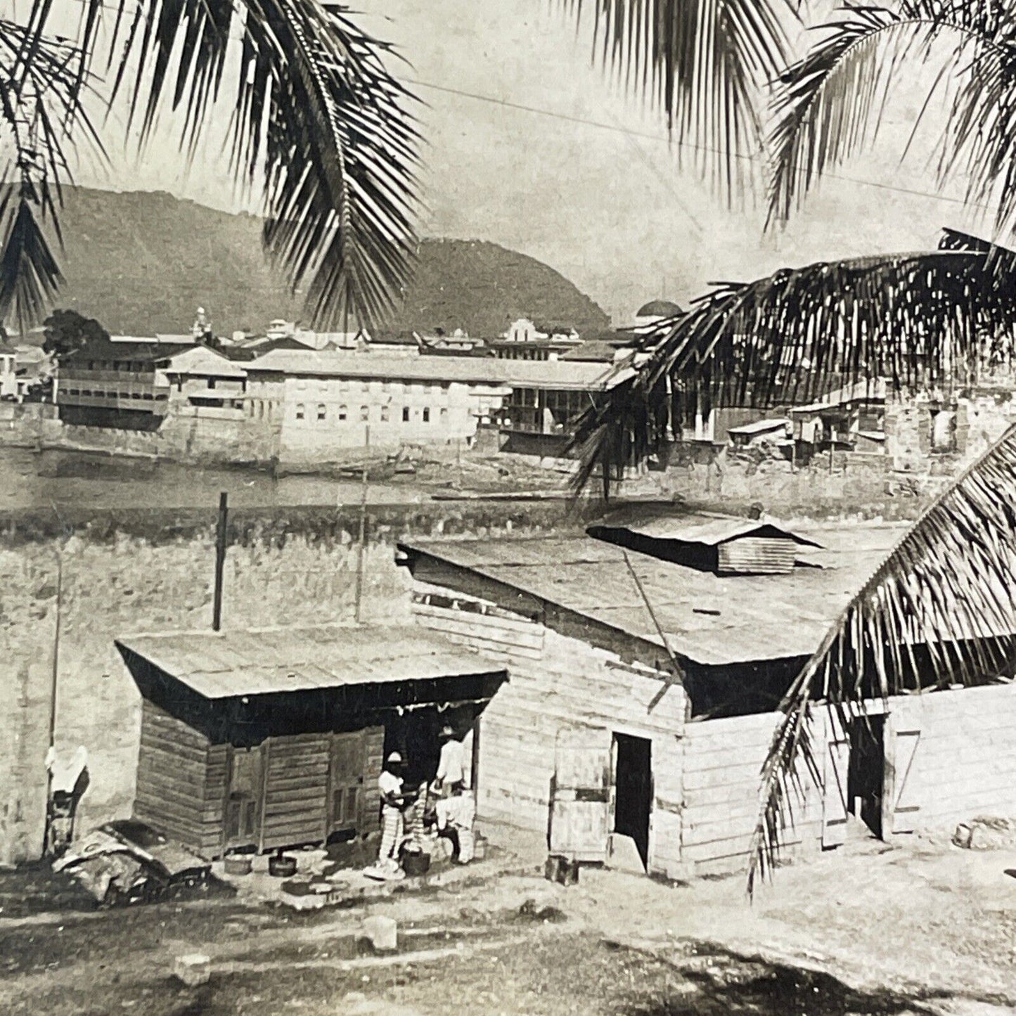 Panama City Jail And Jailyard Stereoview Prison Prisoners Antique c1880 X2717