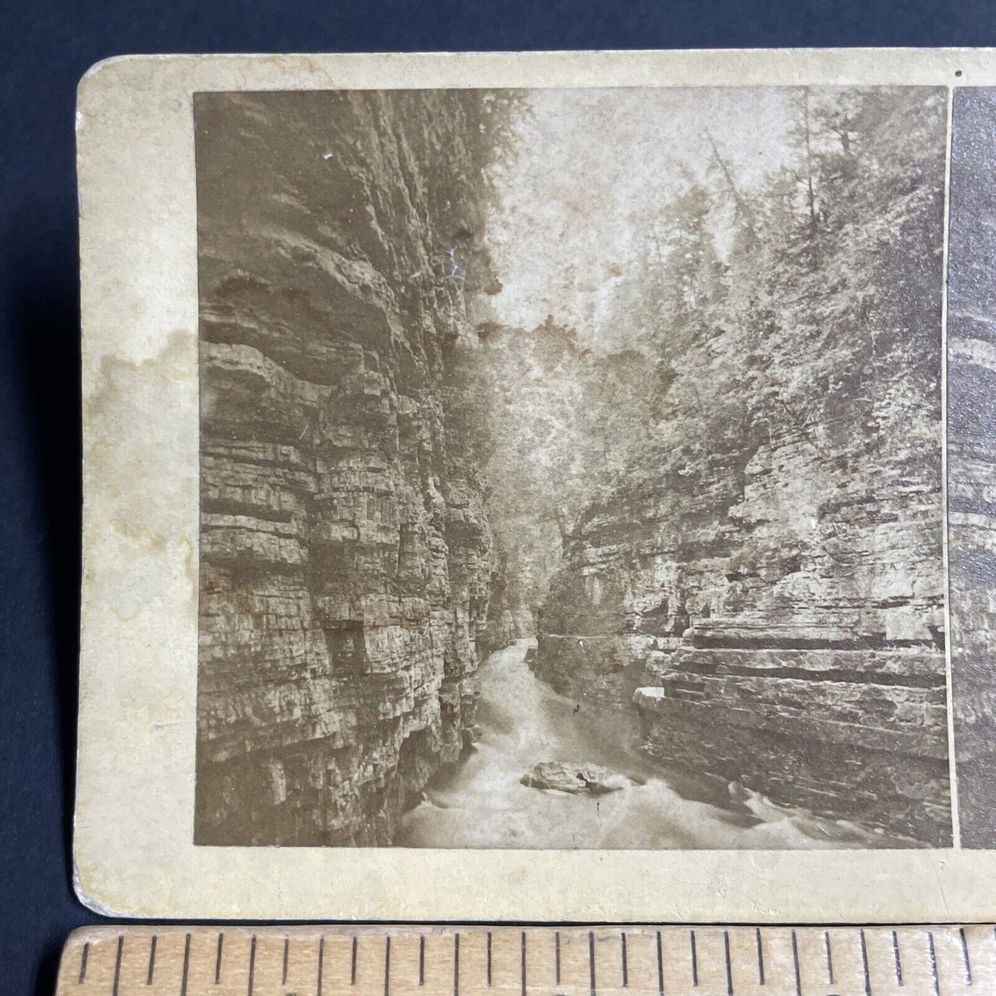 Antique 1870s Ausable Chasm Keeseville New York Stereoview Photo Card P4796