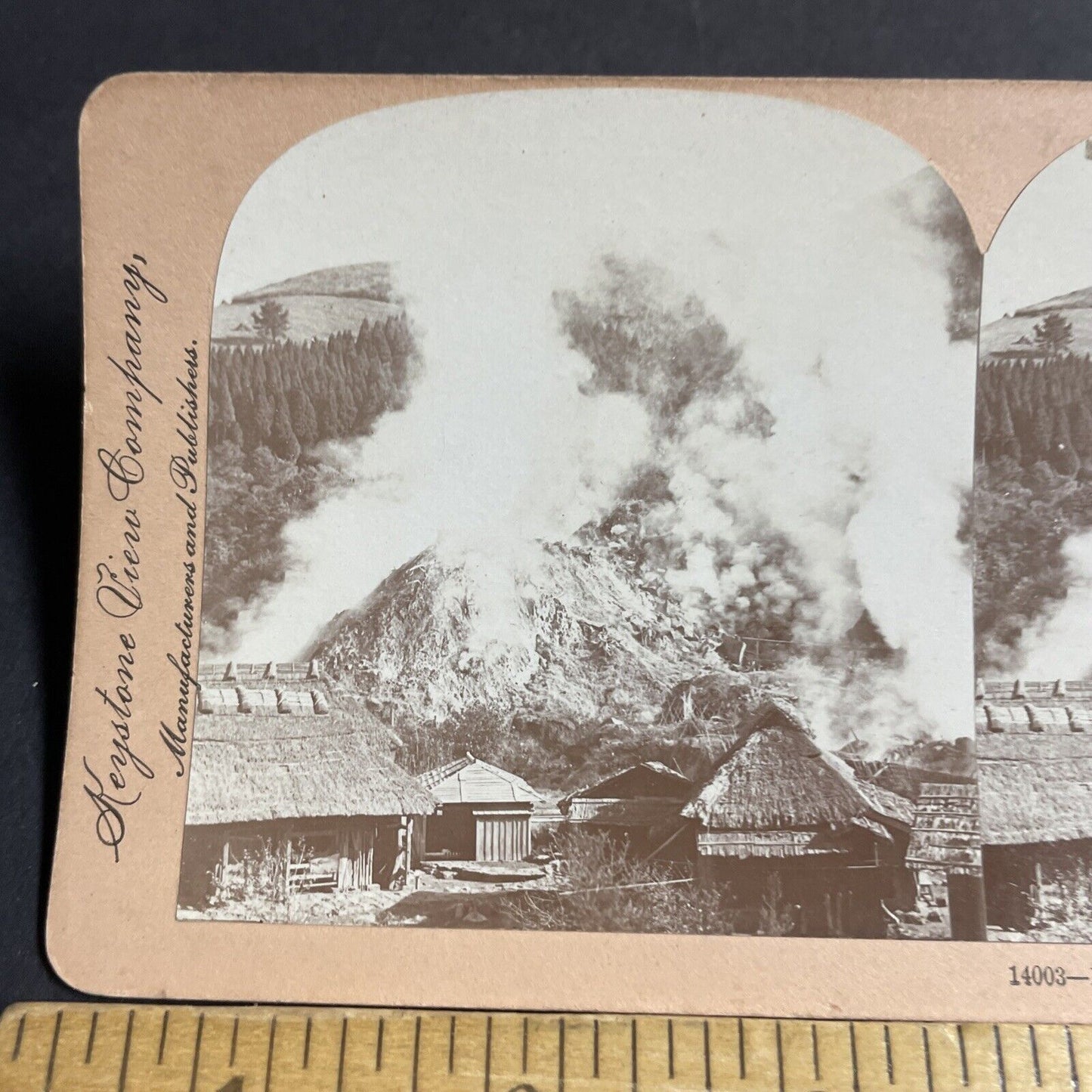 Antique 1901 Yunotani Hot Springs Kumamoto Japan Stereoview Photo Card P4493