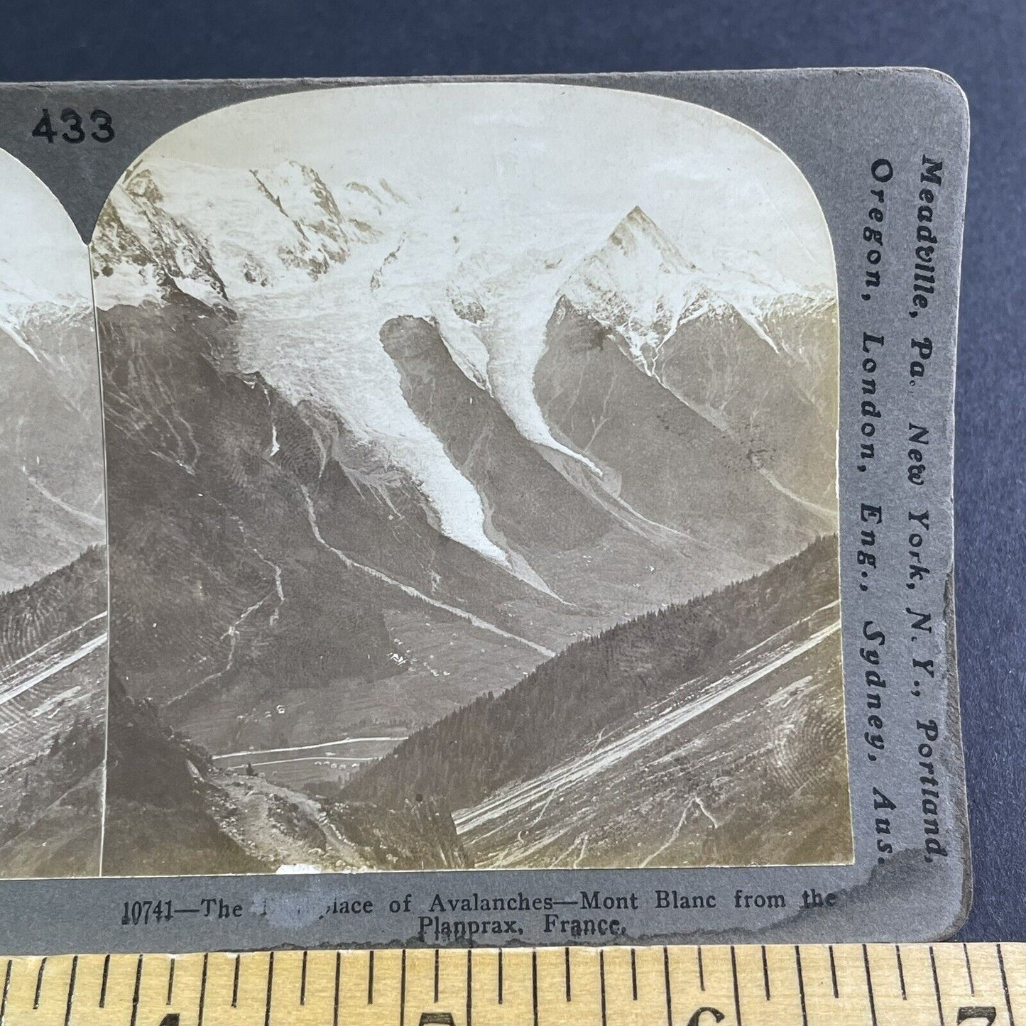 Antique 1900 Mont Blanc Glacial Avalanches France Stereoview Photo Card P2232