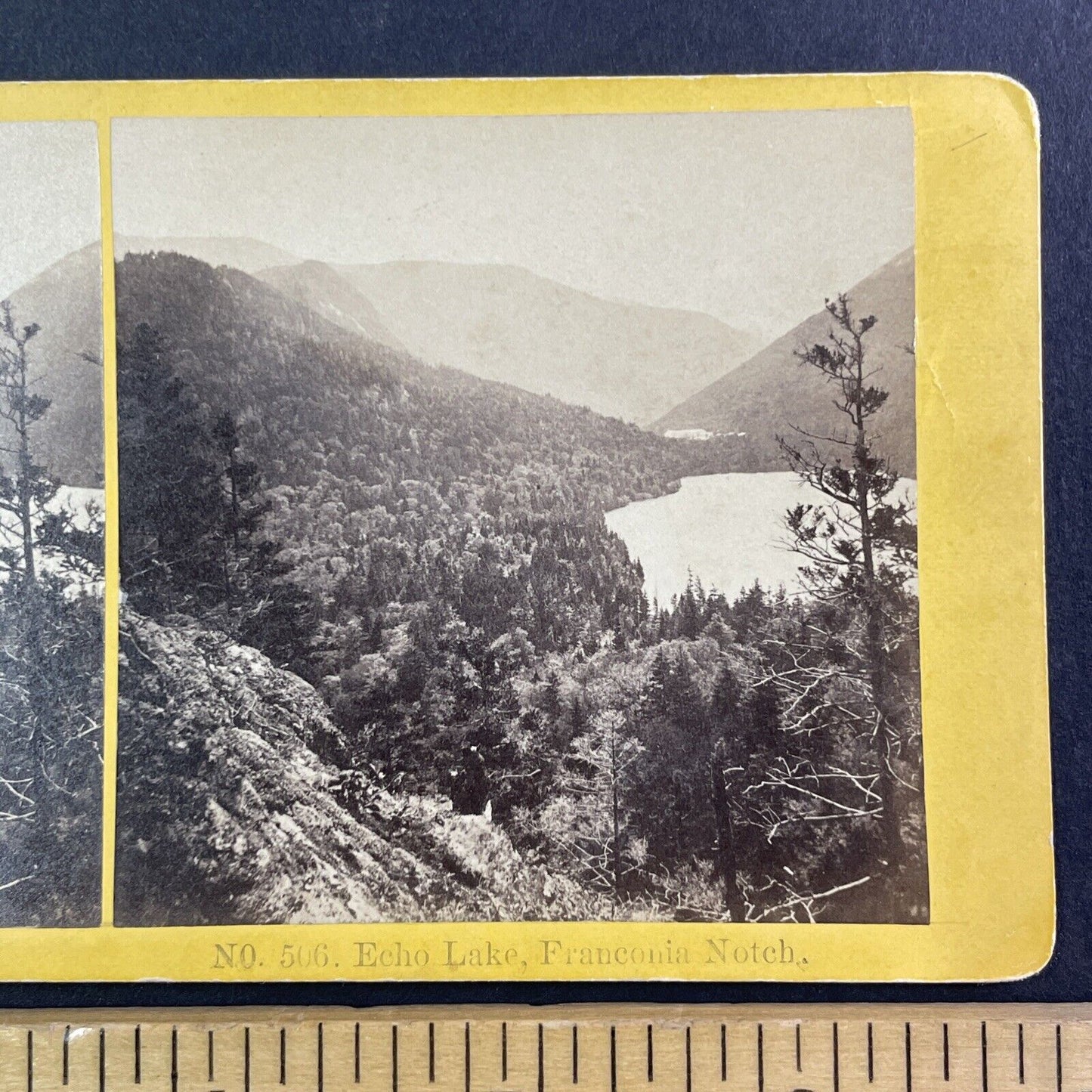 Echo Lake Franconia Notch New Hampshire Stereoview Antique c1870s Y916