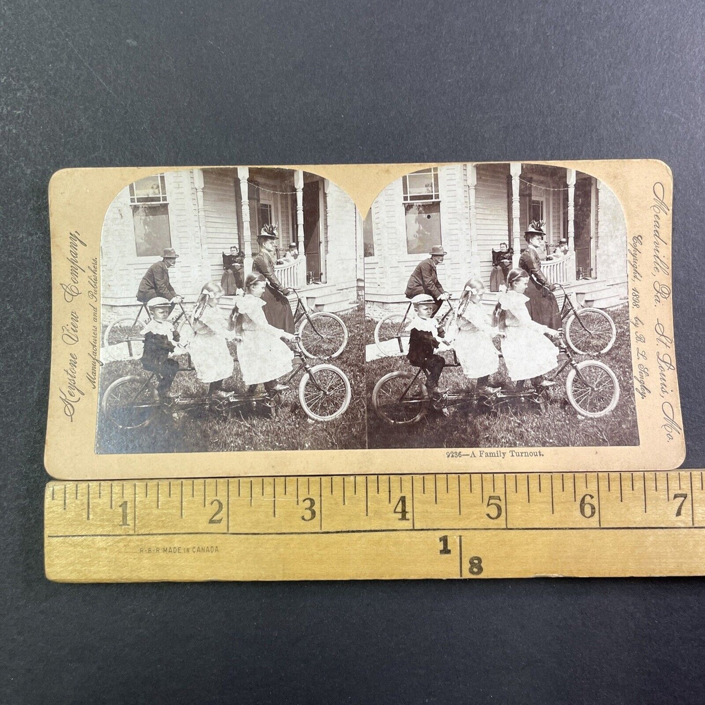 Tandem & Three Seater Victorian Bicycles Stereoview Bicycle Antique c1898 X1895