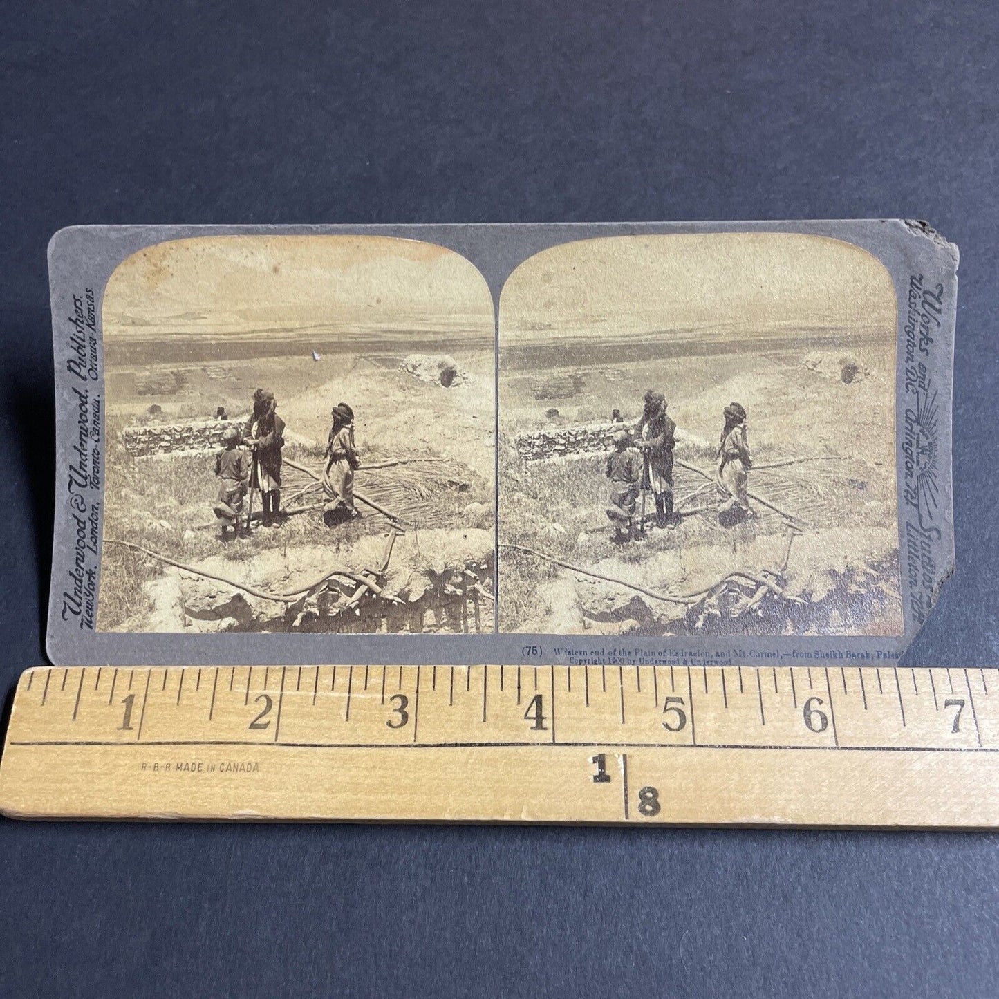 Antique 1900 Desert Nomads Build A Tent Israel Stereoview Photo Card P4239