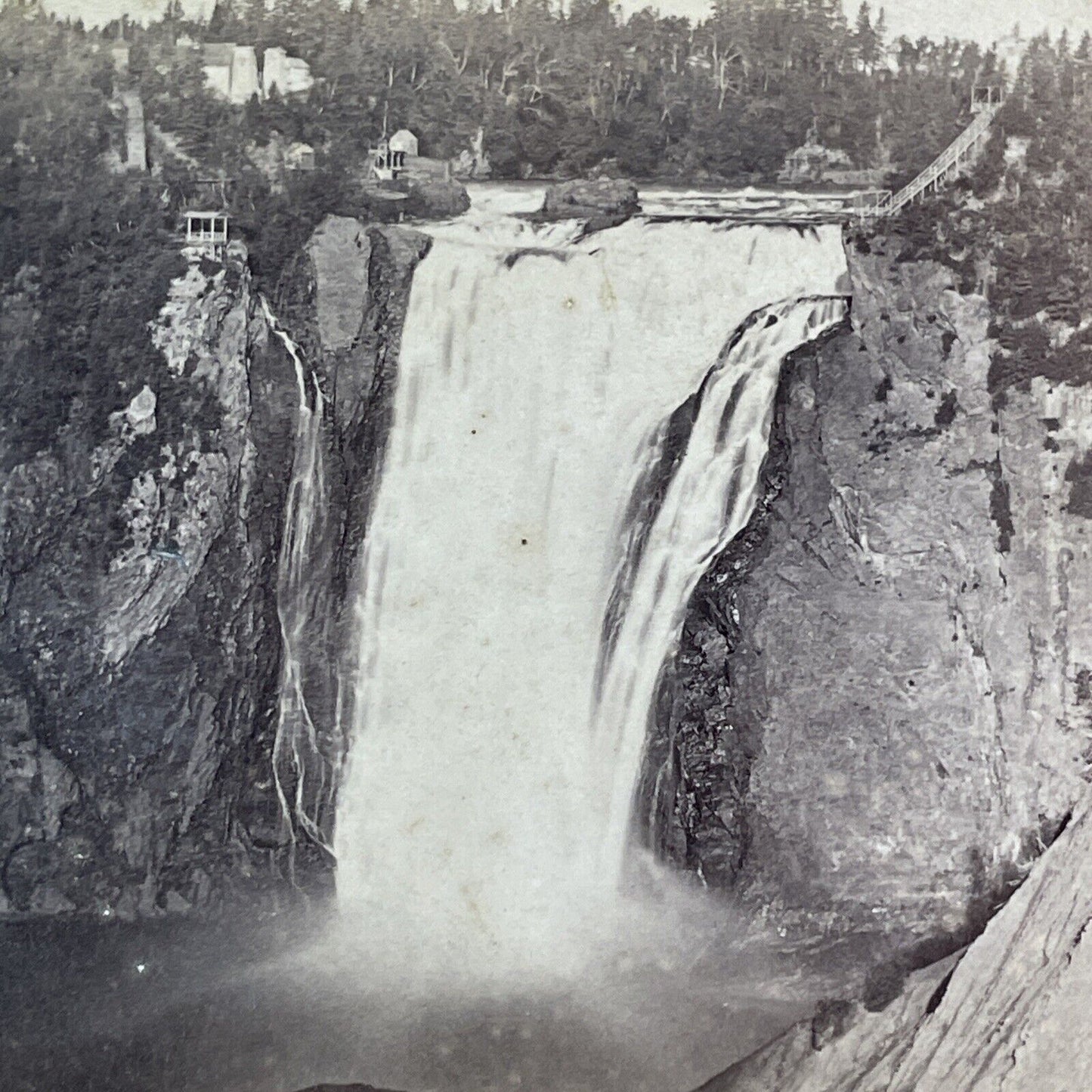 Montmorency Falls Quebec City Stereoview BW Kilburn Antique c1872 X1817