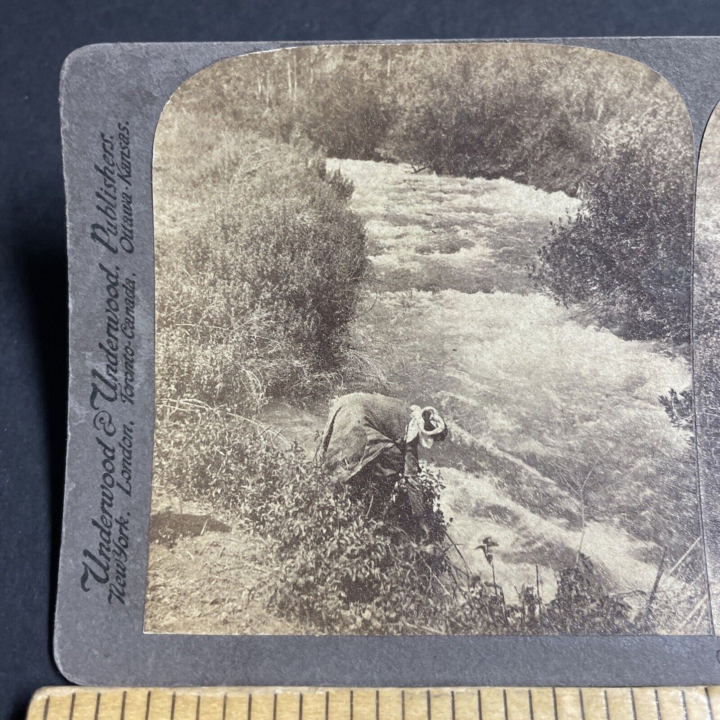 Antique 1900 Spring Water River Country Of Jordan Stereoview Photo Card P4189