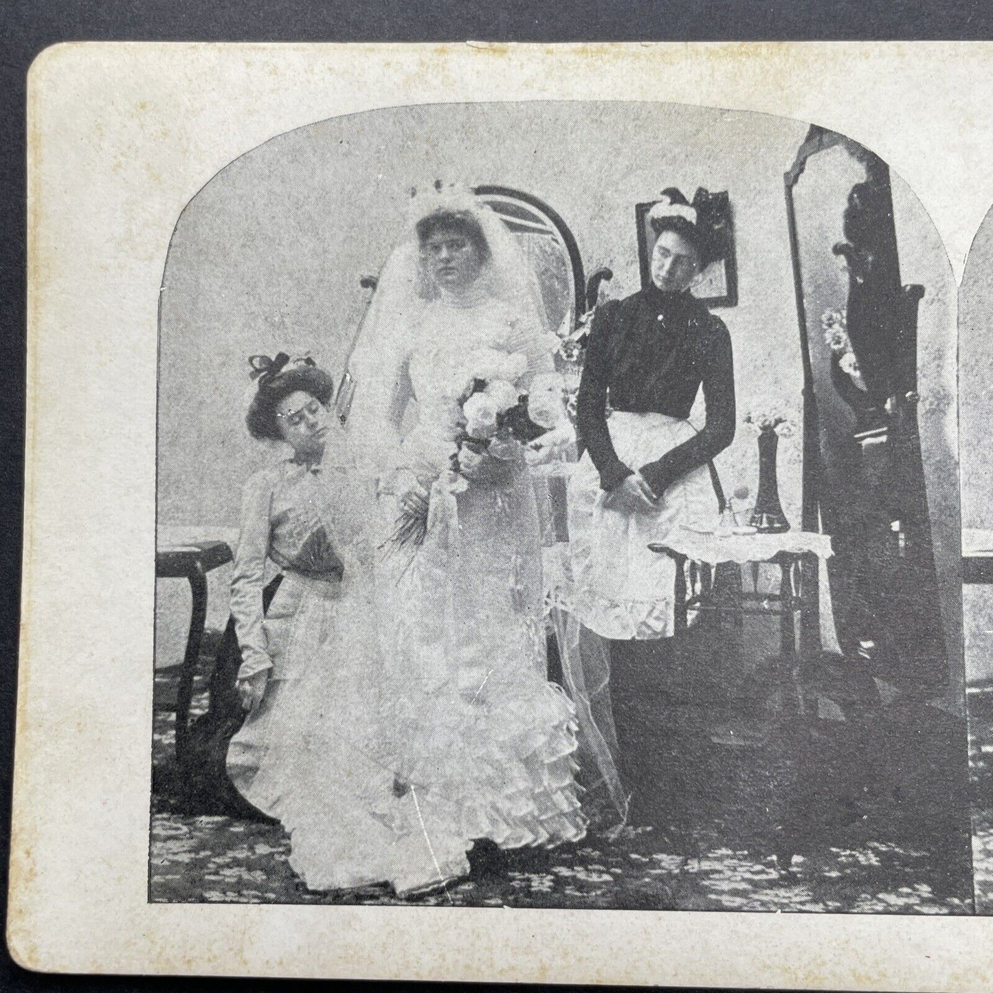 Antique 1905 Bride Is Ready For Her Wedding Stereoview Photo Card P580-029