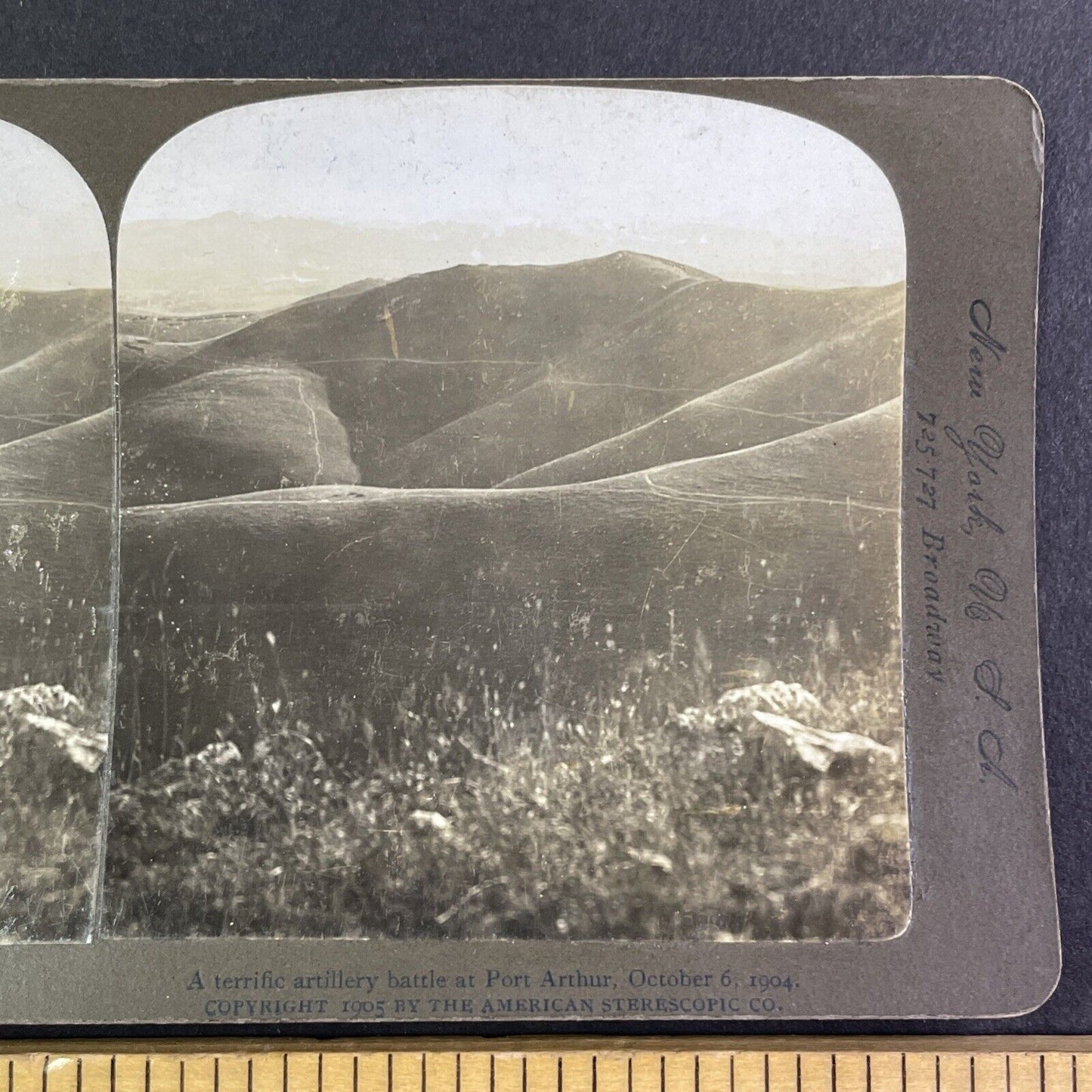 Mountain Range in Dalian China Stereoview Russo-Sino War Antique c1905 Y1151