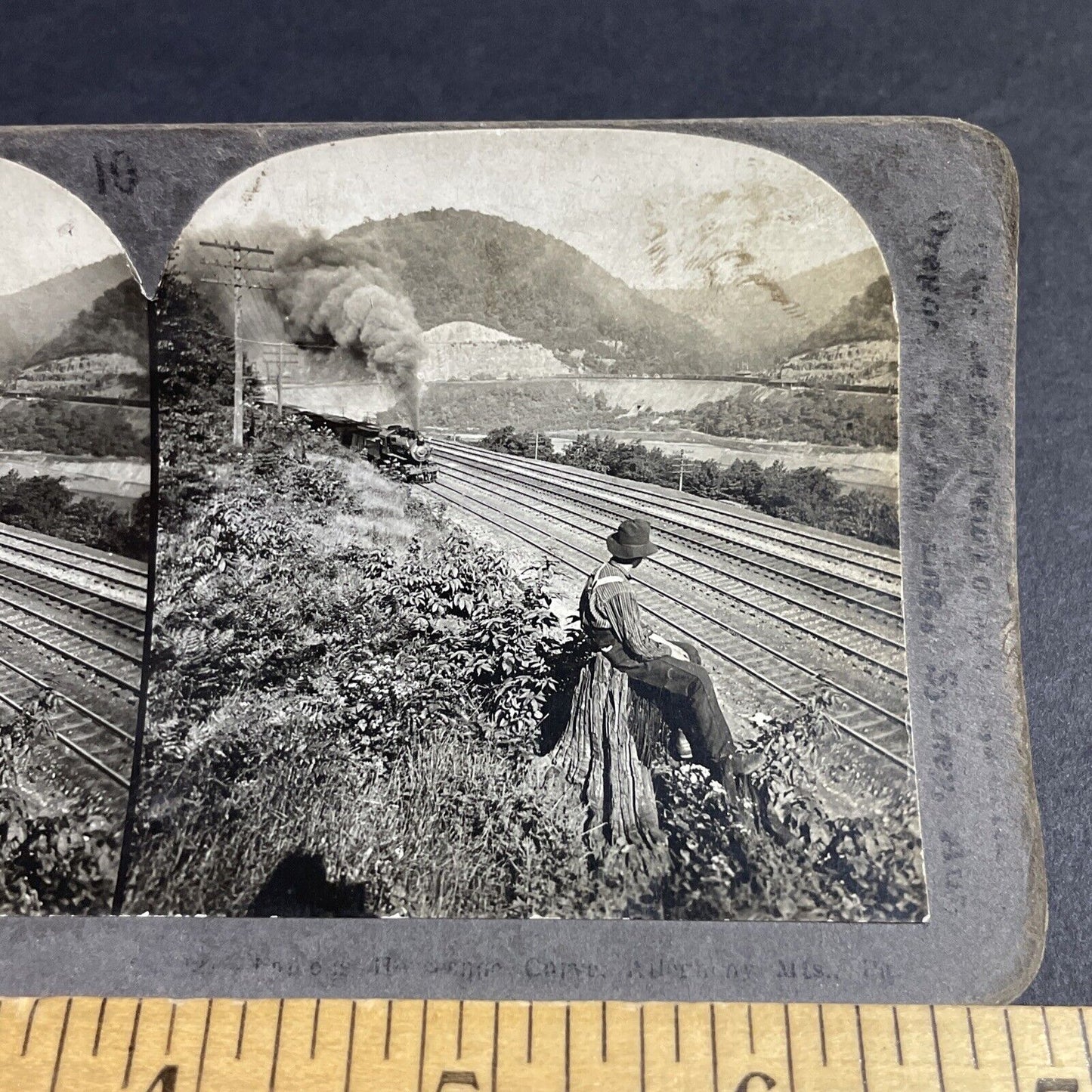 Antique 1910s Train Railroad Allegheny PA Stereoview Photo Card P4273