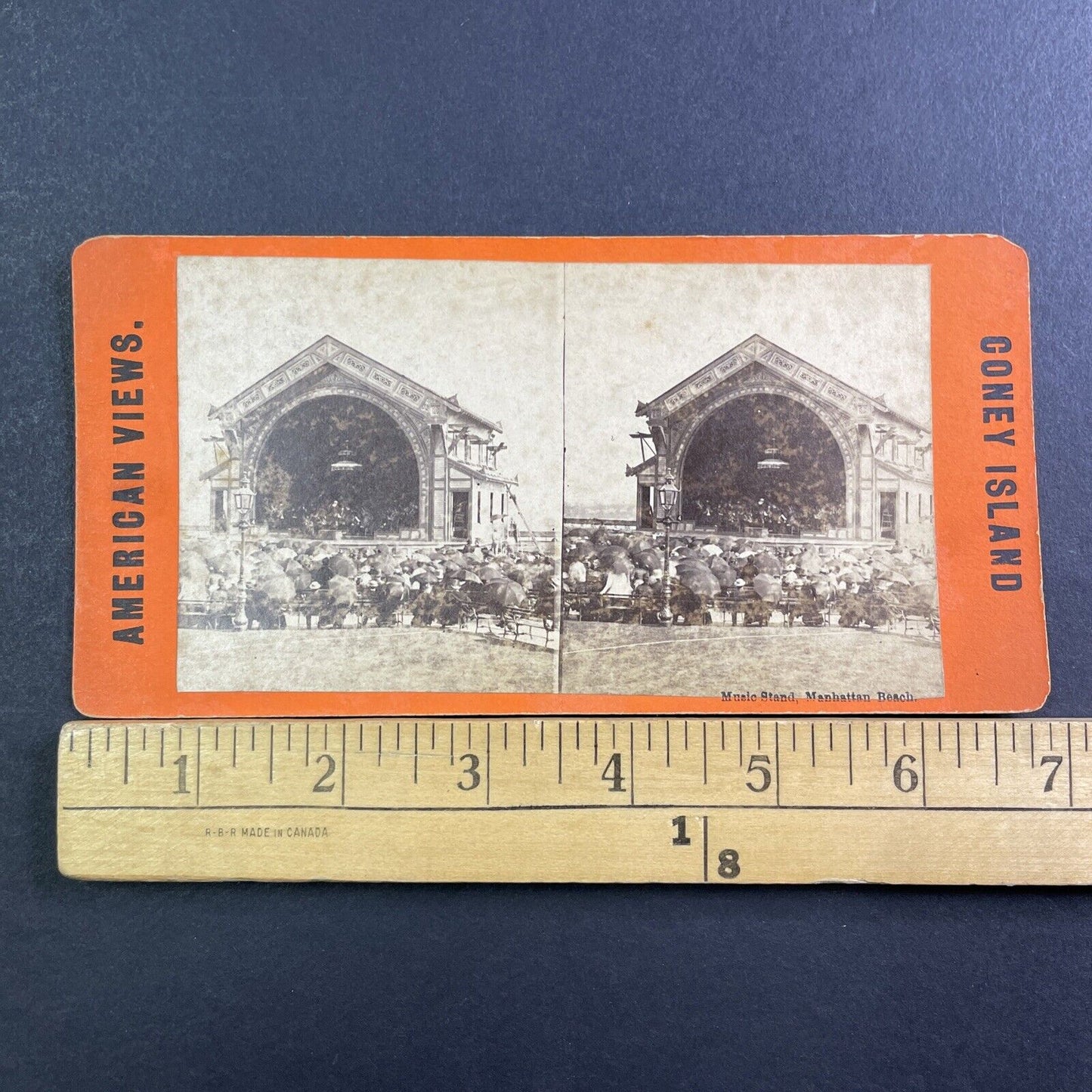 Coney Island Manhattan Beach Music Stand Stereoview New York Antique c1870 Y100