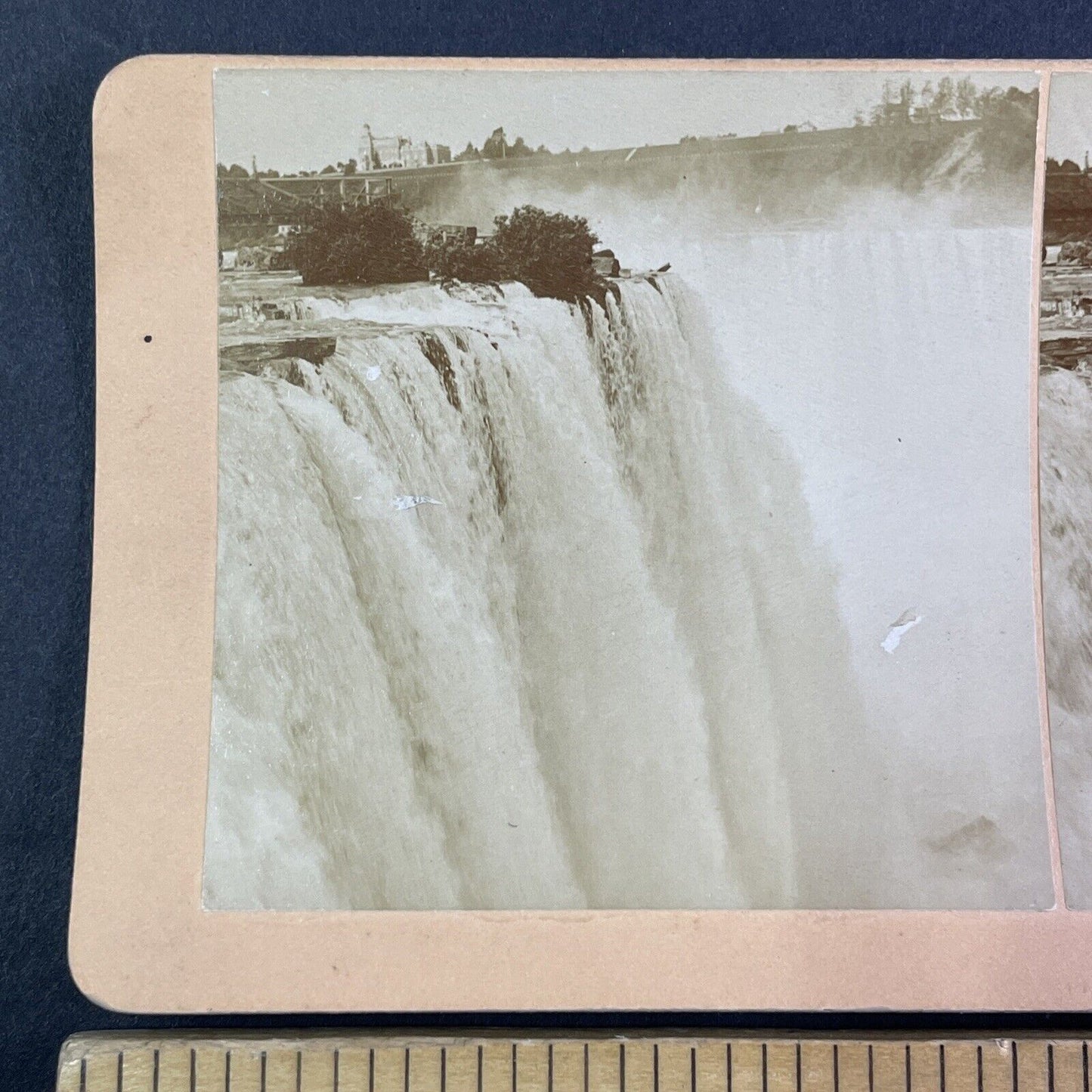 Falls Edge from Prospect Park Niagara Falls Stereoview Antique c1892 Y2145