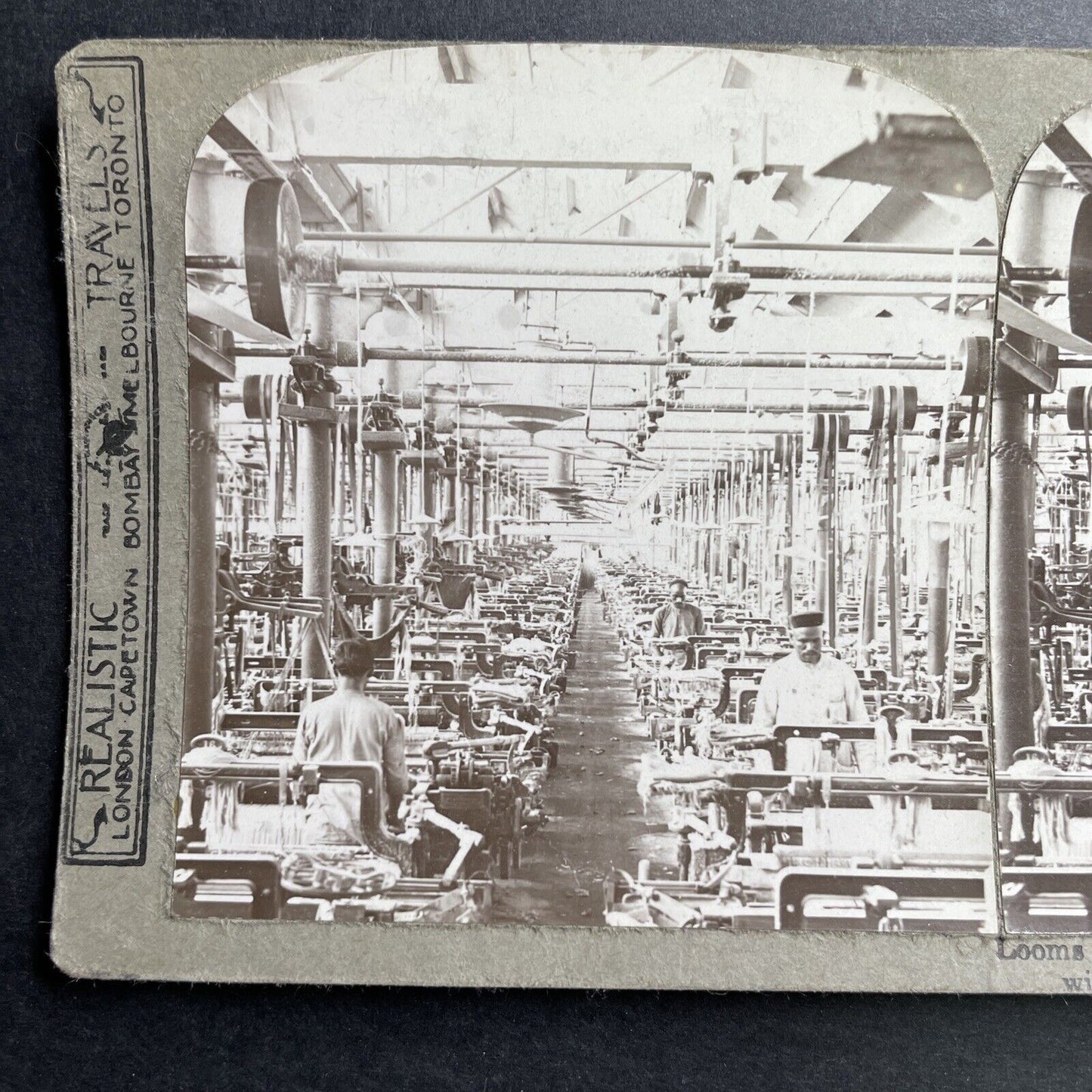 Antique 1912 Cotton Mill Factory In Hong Kong Stereoview Photo Card P1509