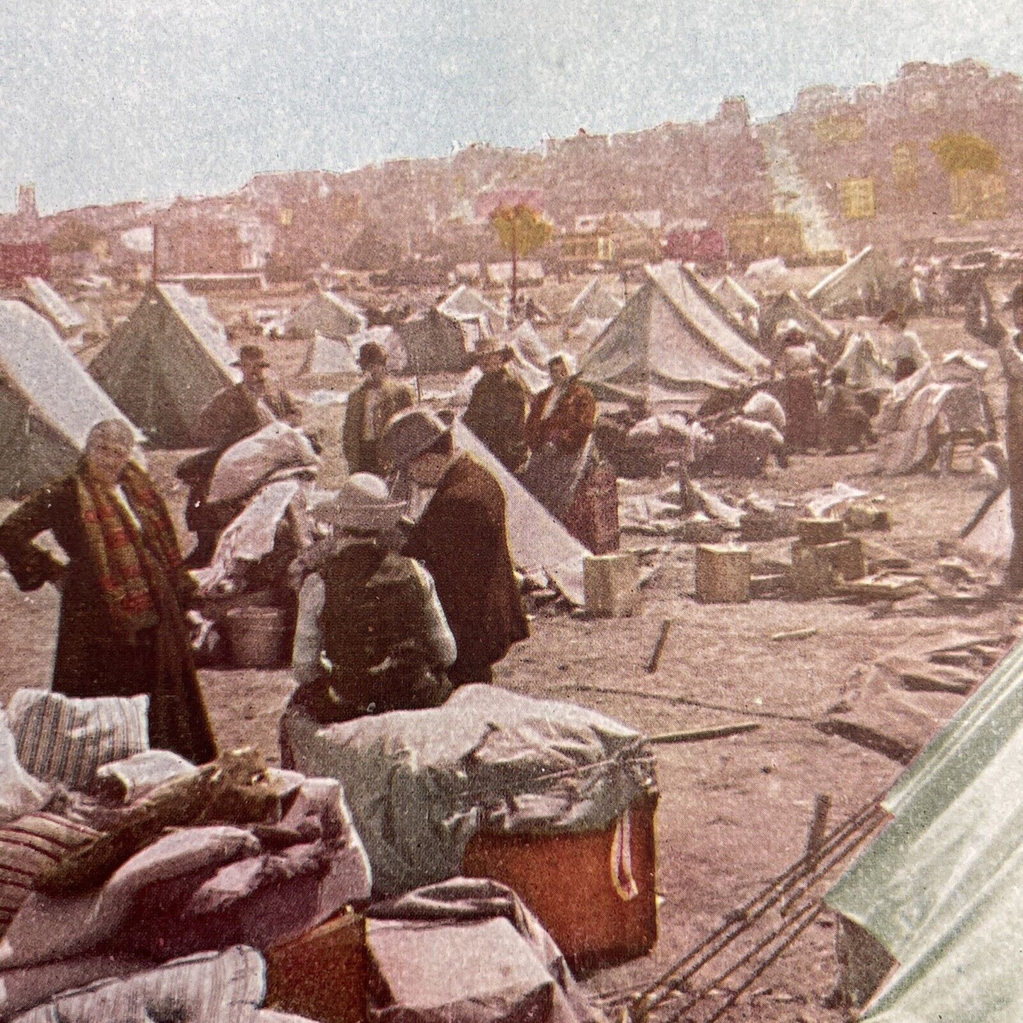 Antique 1910s San Francisco Earthquake Refugees Stereoview Photo Card 2300-33