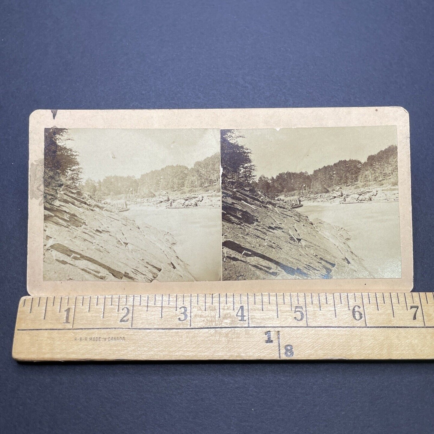 Antique 1877 Log Drivers In Hanover New Hampshire Stereoview Photo Card V1729