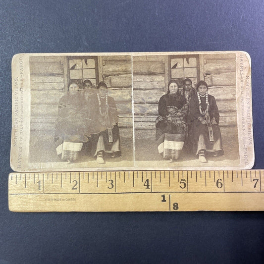 North Dakota Sioux Native Indian Women Stereoview Fargo ND Antique c1872 X1250