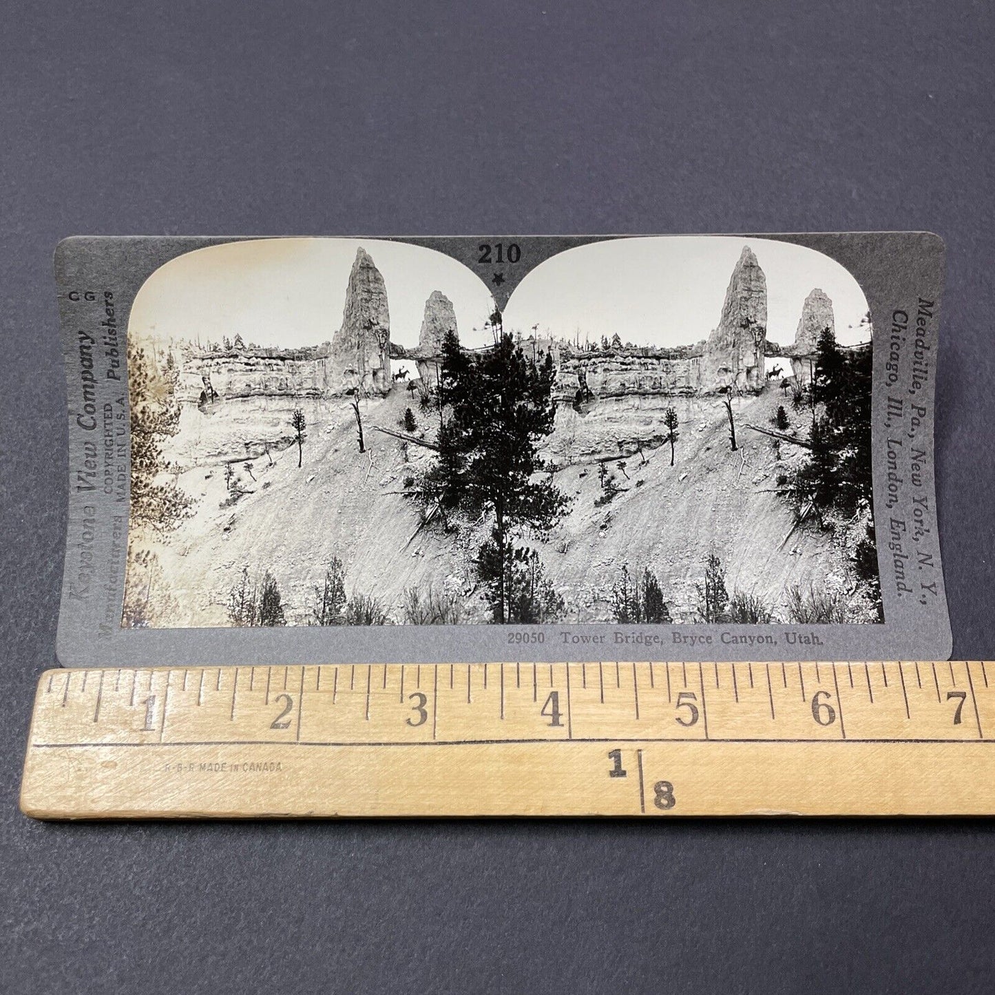 Antique 1910s Tower Bridge Bryce Canyon Utah Stereoview Photo Card V2179