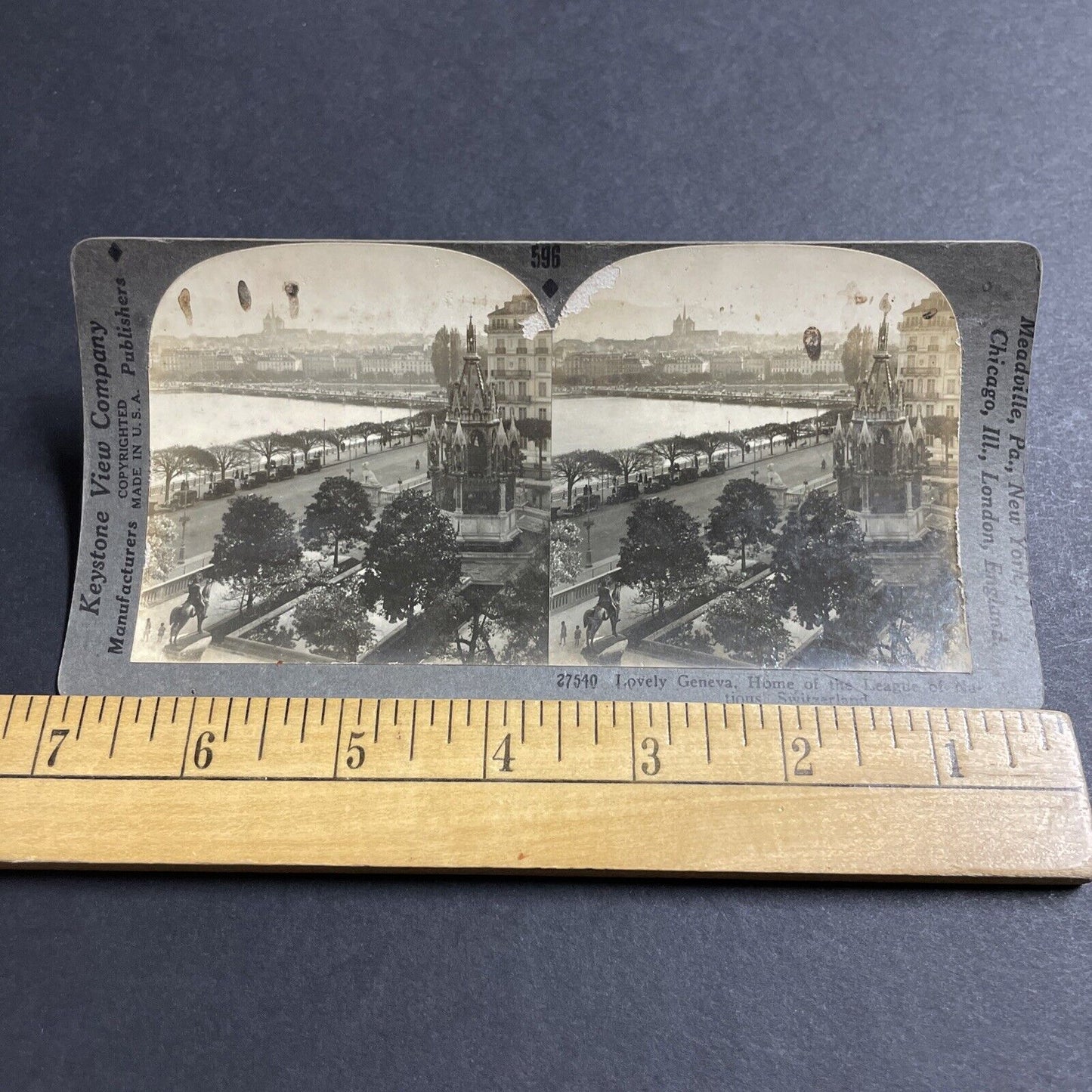 Antique 1930s Geneva Switzerland City View Stereoview Photo Card P4970