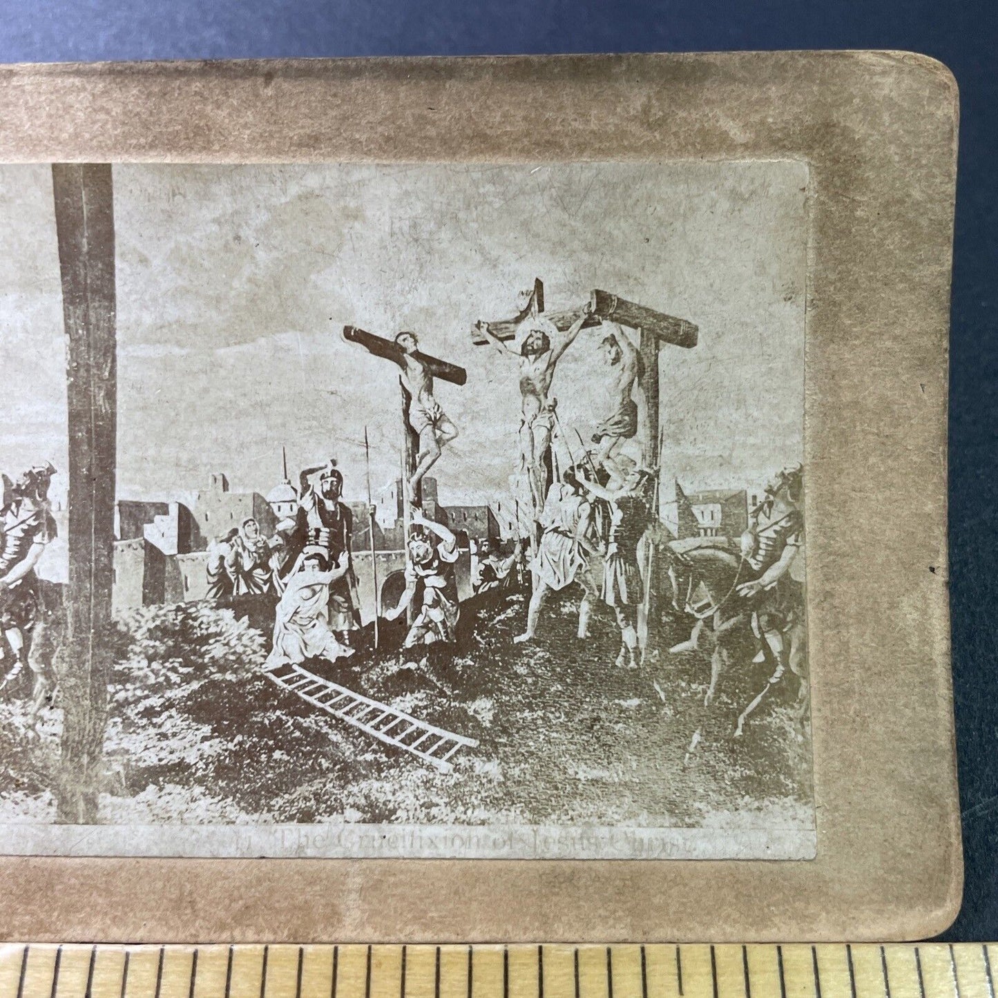 Antique 1860s Jesus Is Crucified On The Cross Stereoview Photo Card P3413