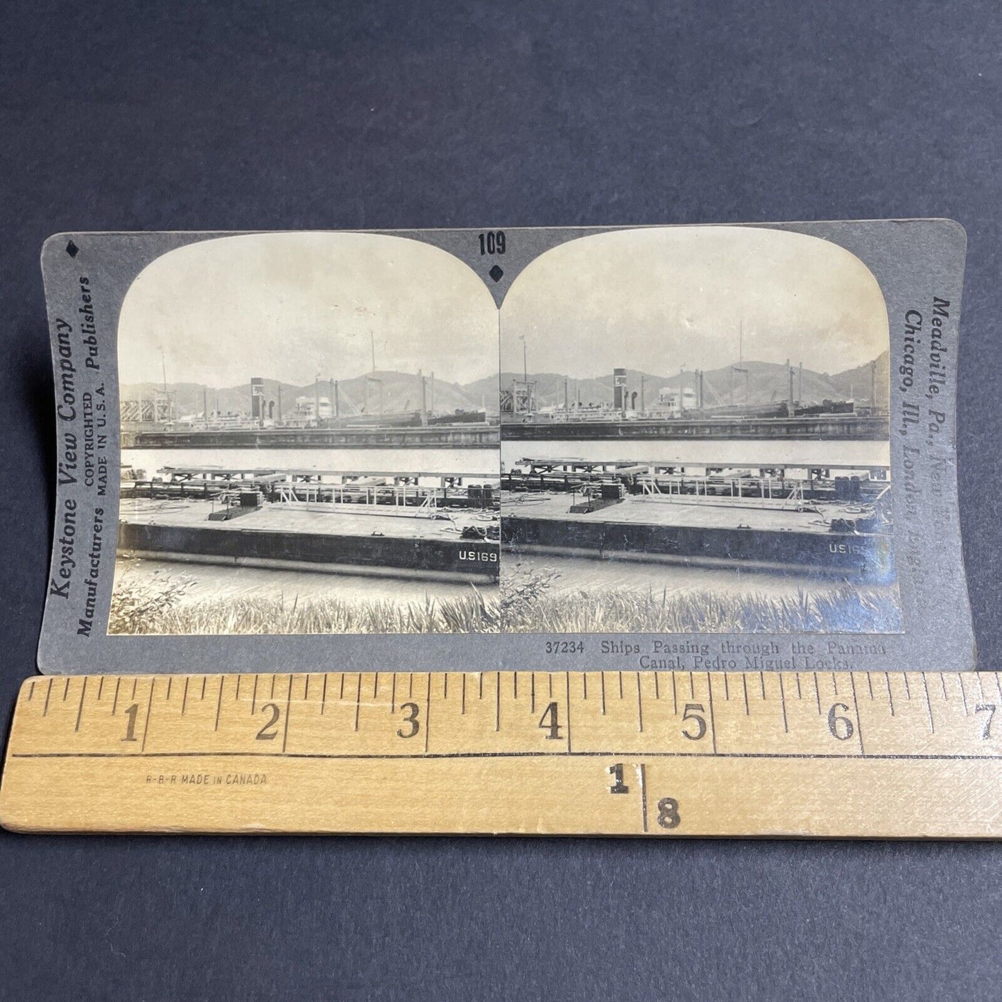 Antique 1940 US-169 Container Cargo Ship Boat Vessel Stereoview Photo Card P4910