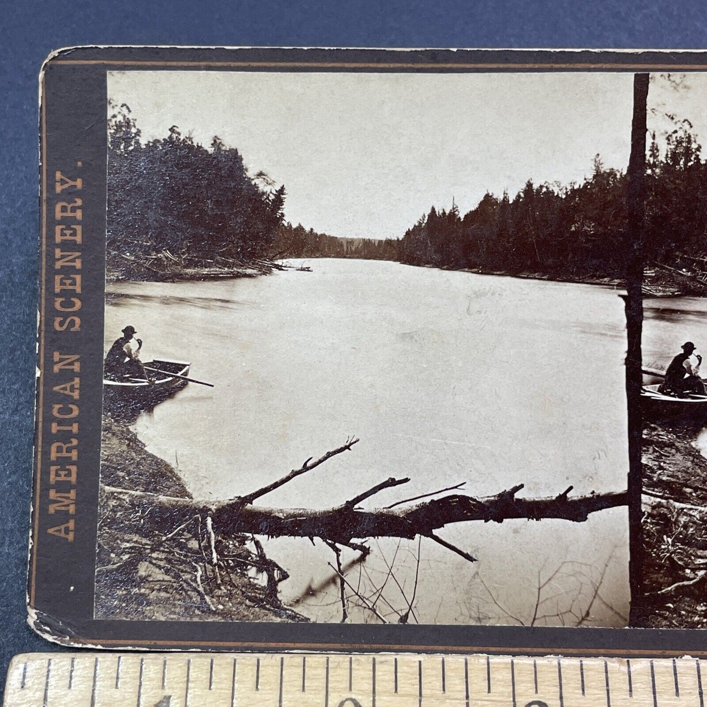 Antique 1870s Warren New Hampshire Boat Launch Stereoview Photo Card V1924