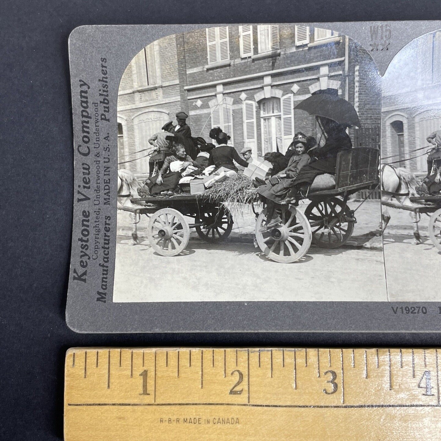 Antique 1919 French Refugees Fleeing The Somme Stereoview Photo Card PC808