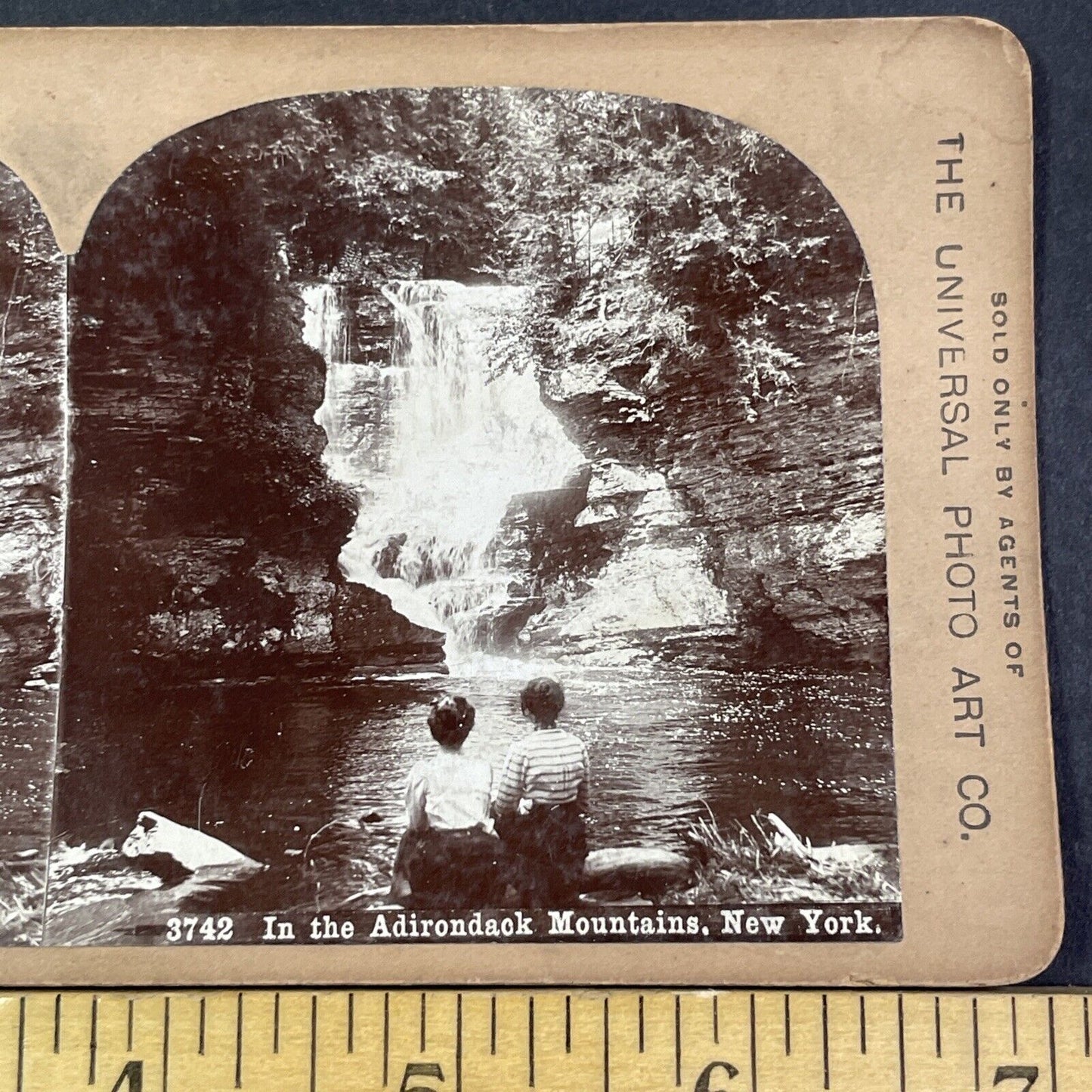 Waterfall In Adirondack Mountains NY Stereoview CH Graves Antique c1898 X3173