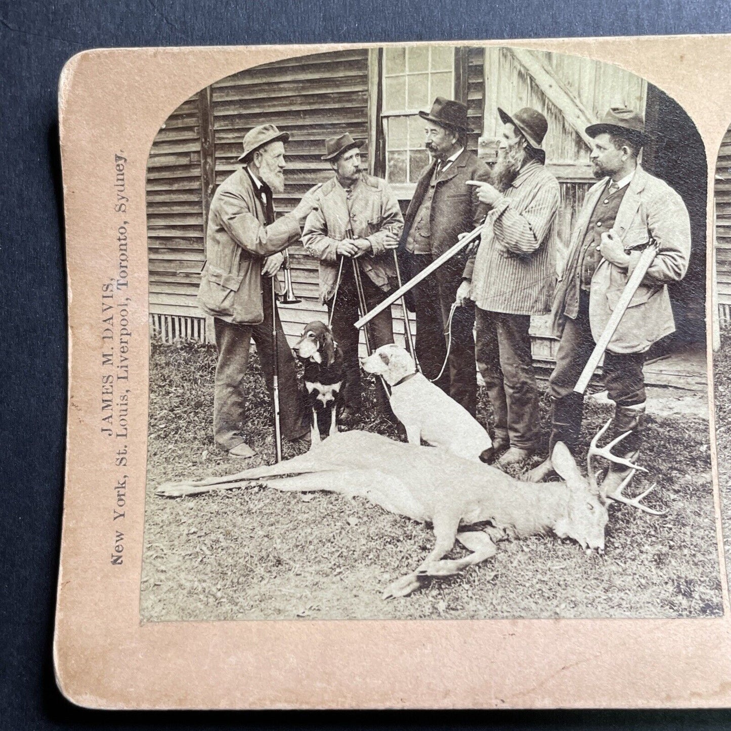 Antique 1894 Deer Hunters With Buck New Hampshire Stereoview Photo Card P1658