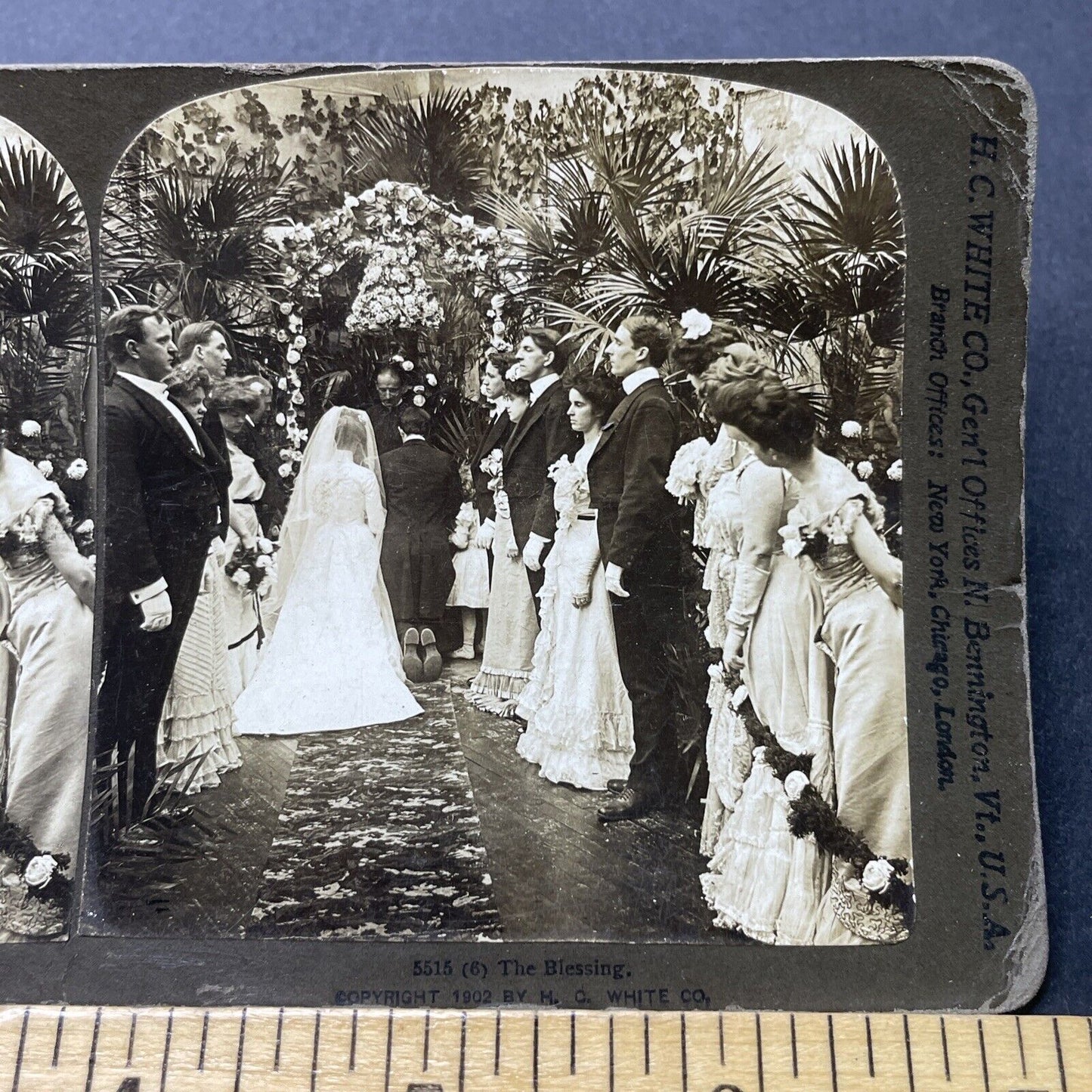 Antique 1902 Victorian Wedding Church Ceremony Stereoview Photo Card P2702