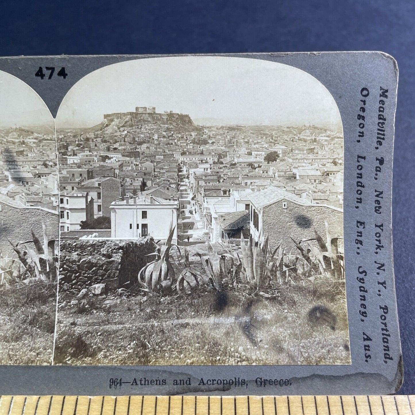 Antique 1898 Athens Greece City View Stereoview Photo Card P2208