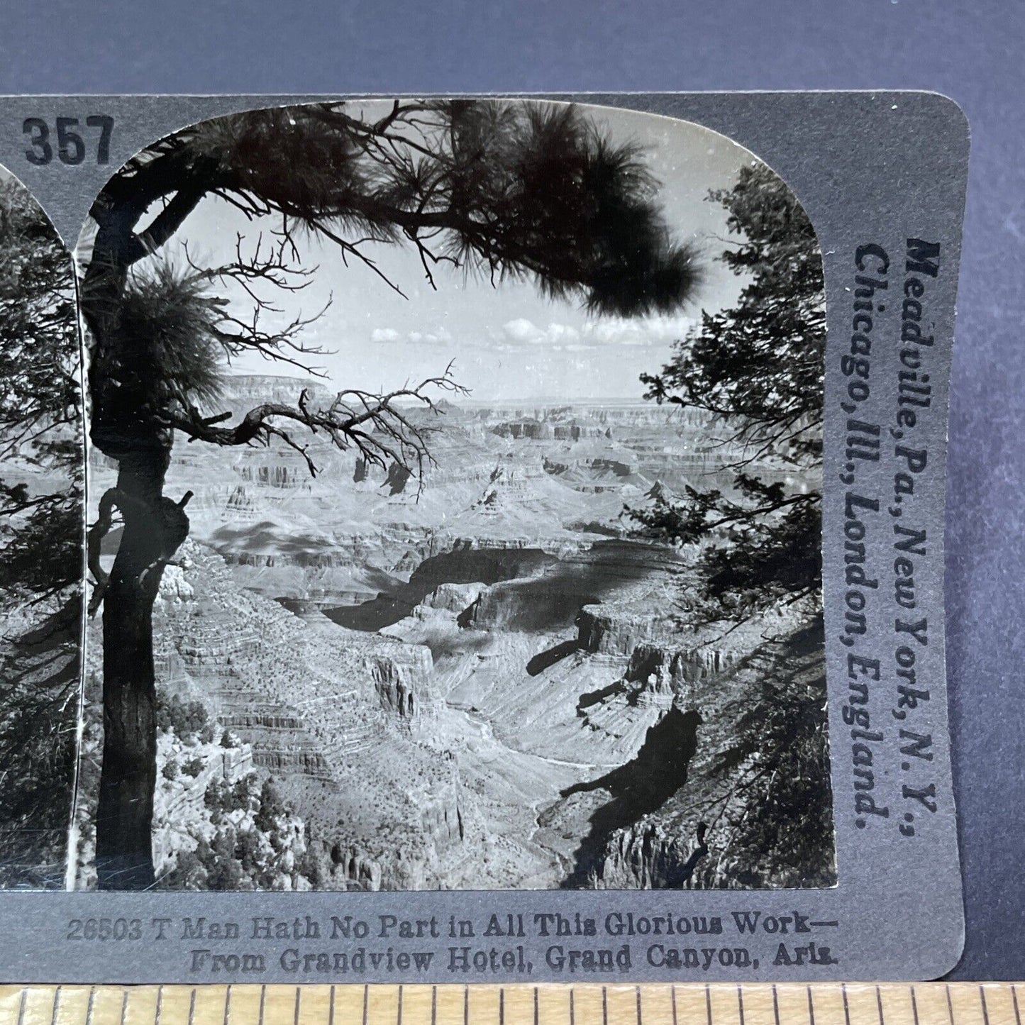 Antique 1920s Grand Canyon Arizona Vista View Stereoview Photo Card V1914