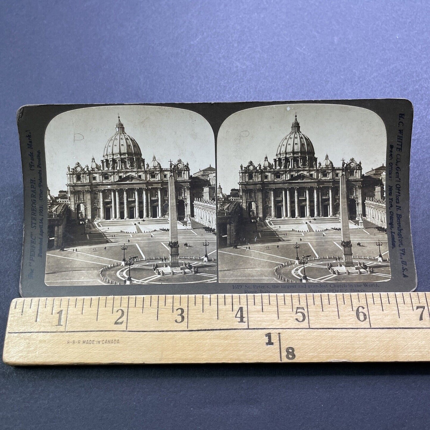 Antique 1902 St. Peters Basilica Church Rome Italy Stereoview Photo Card V3589