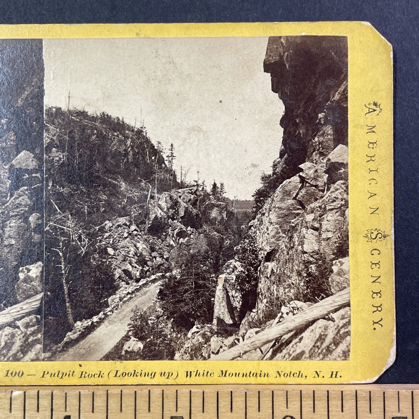Crawford Notch New Hampshire Stereoview Photo NW Pease Antique 1874 X869