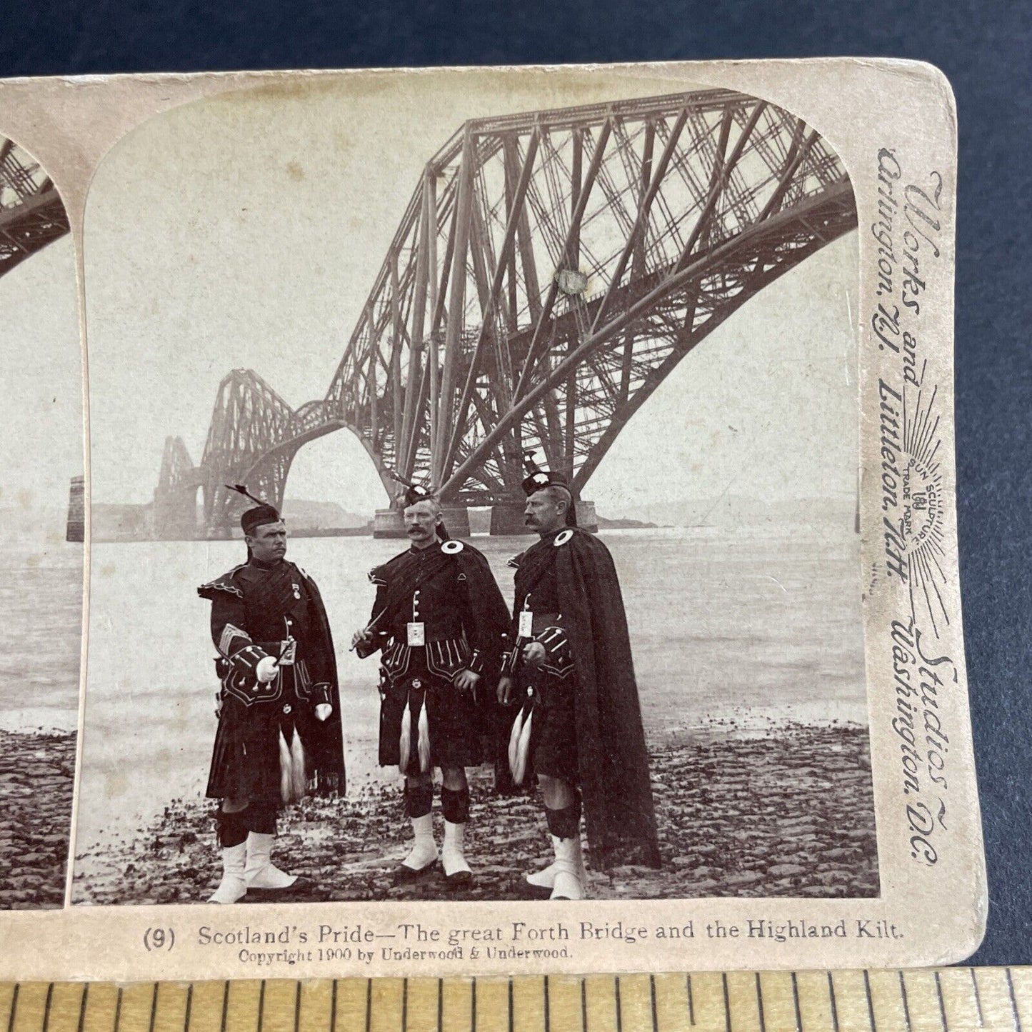Antique 1900 Scottish Highlanders In Kilt Stereoview Photo Card P4396