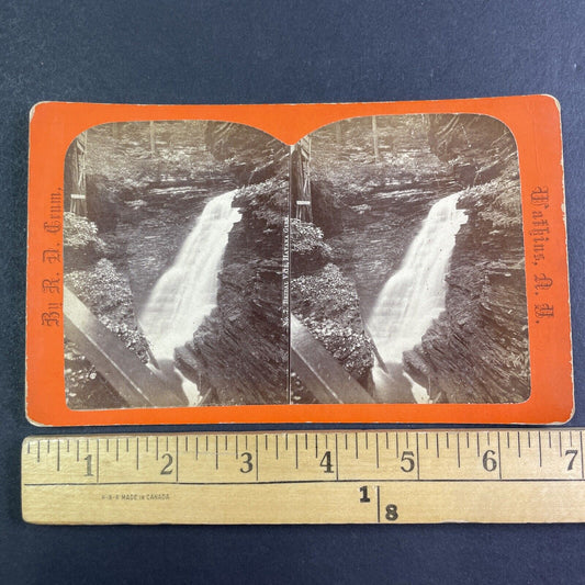 Bridal Veil Falls Watkins Glen New York Stereoview R.D. Crum Antique c1870 Y1043