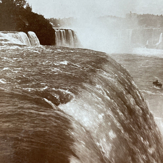 Antique 1890s The Top Of Niagara Falls Waterfall NY Stereoview Photo Card V2159