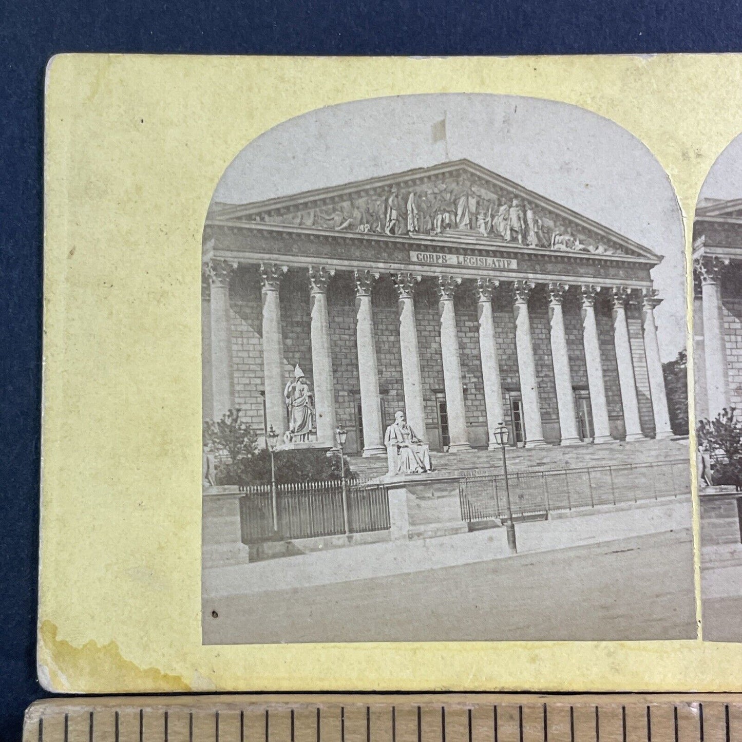 Palais Bourbon Paris France Stereoview National Assembly Antique c1865 X1611