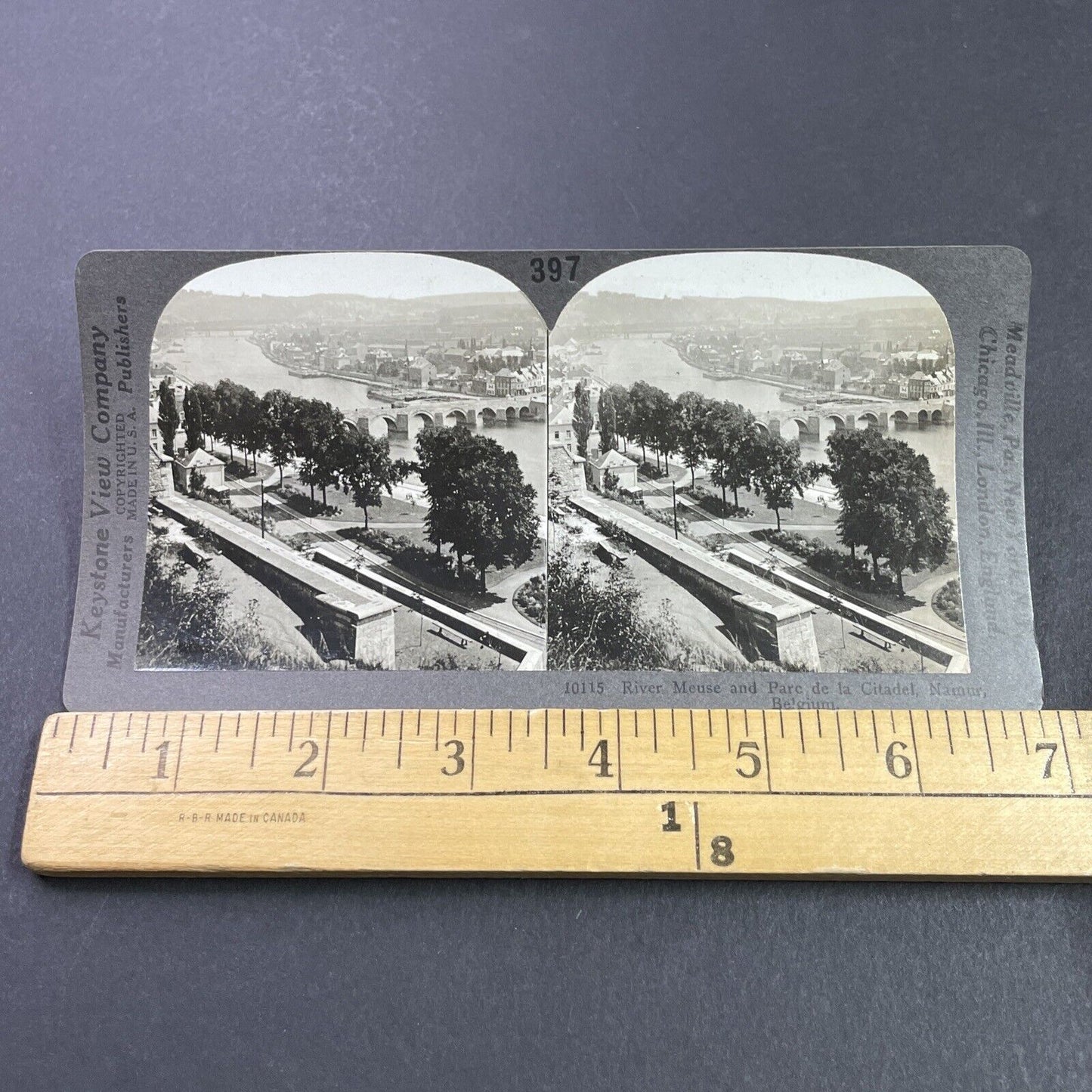 Antique 1920s Namur Belgium City & River View Stereoview Photo Card P3685