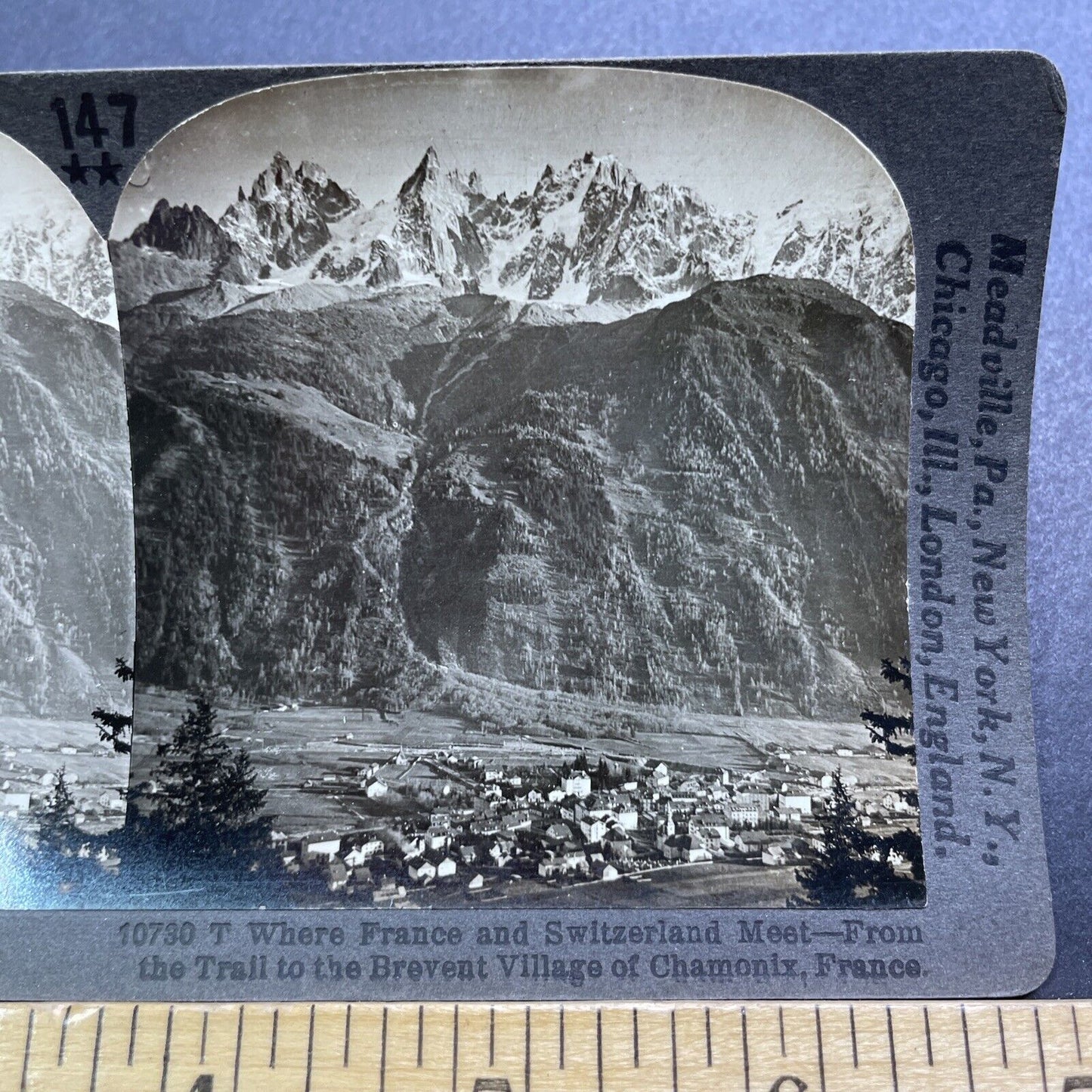 Antique 1909 Village Of Chamonix France Stereoview Photo Card V2869